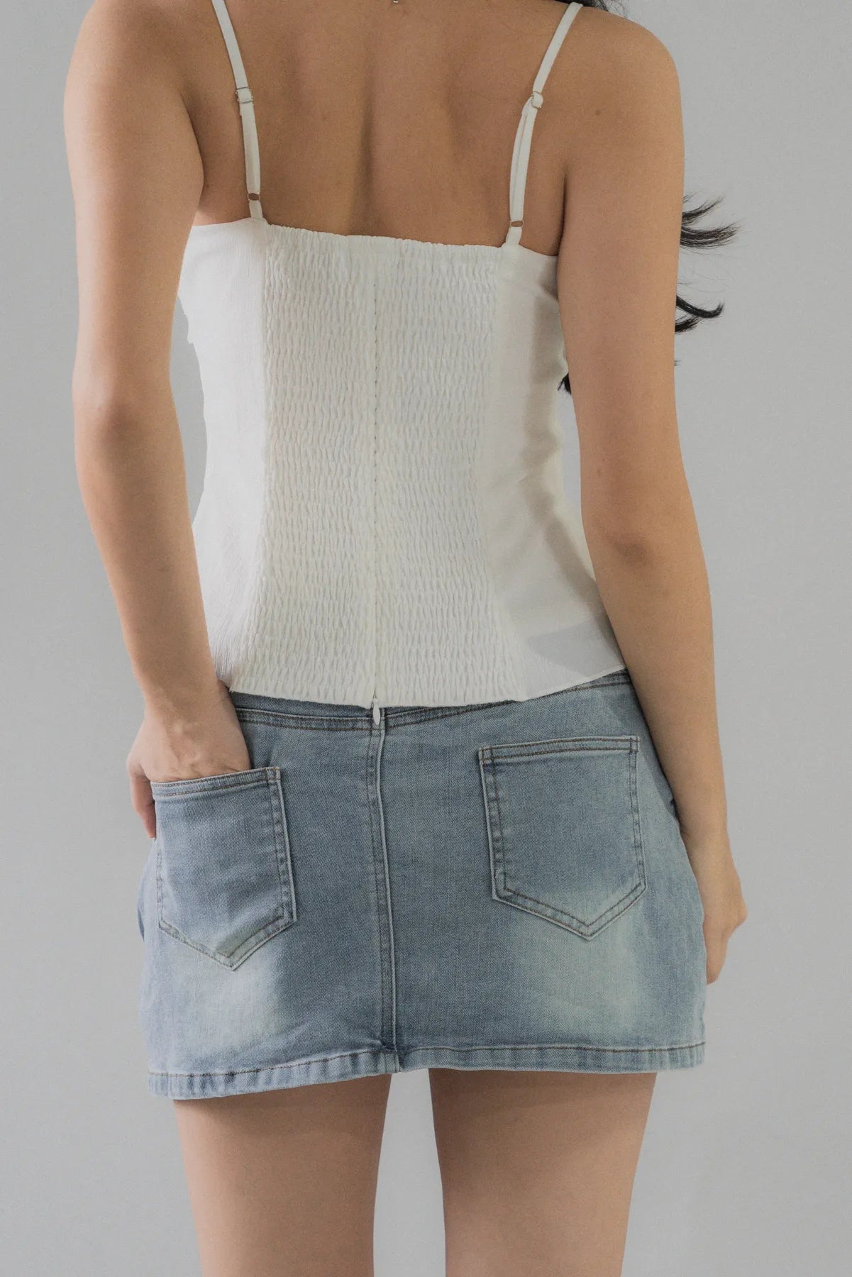 Christine Lace Ribbon Padded Tank Top