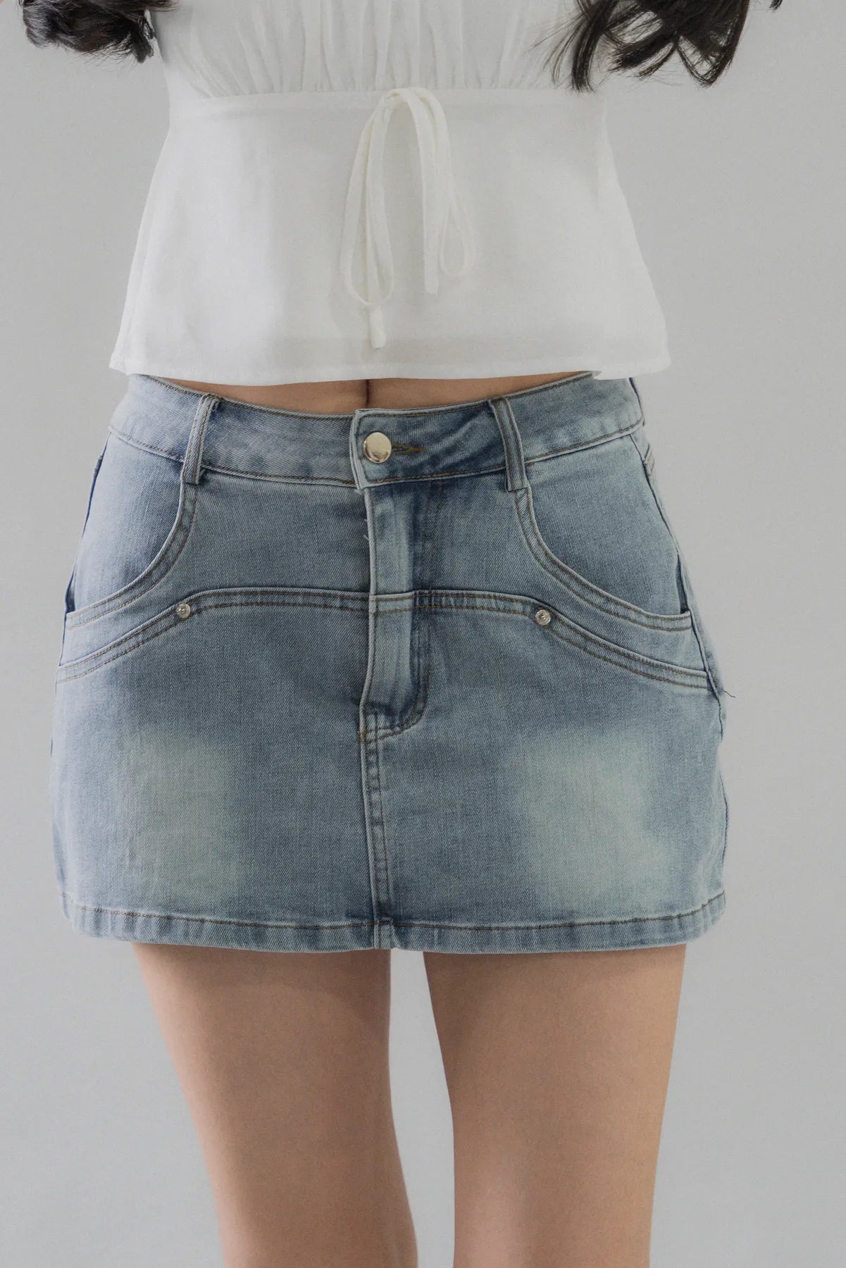 Miki Structured Denim Mini Skorts