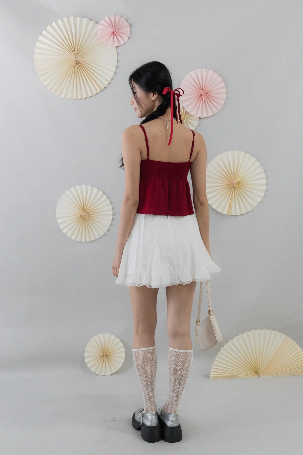 Kiara Lace Trim Ribbon Padded Babydoll Top