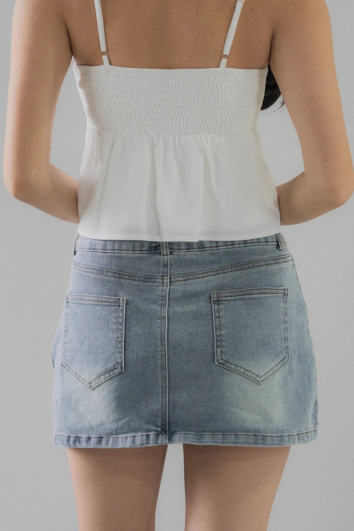 Miki Structured Denim Mini Skorts