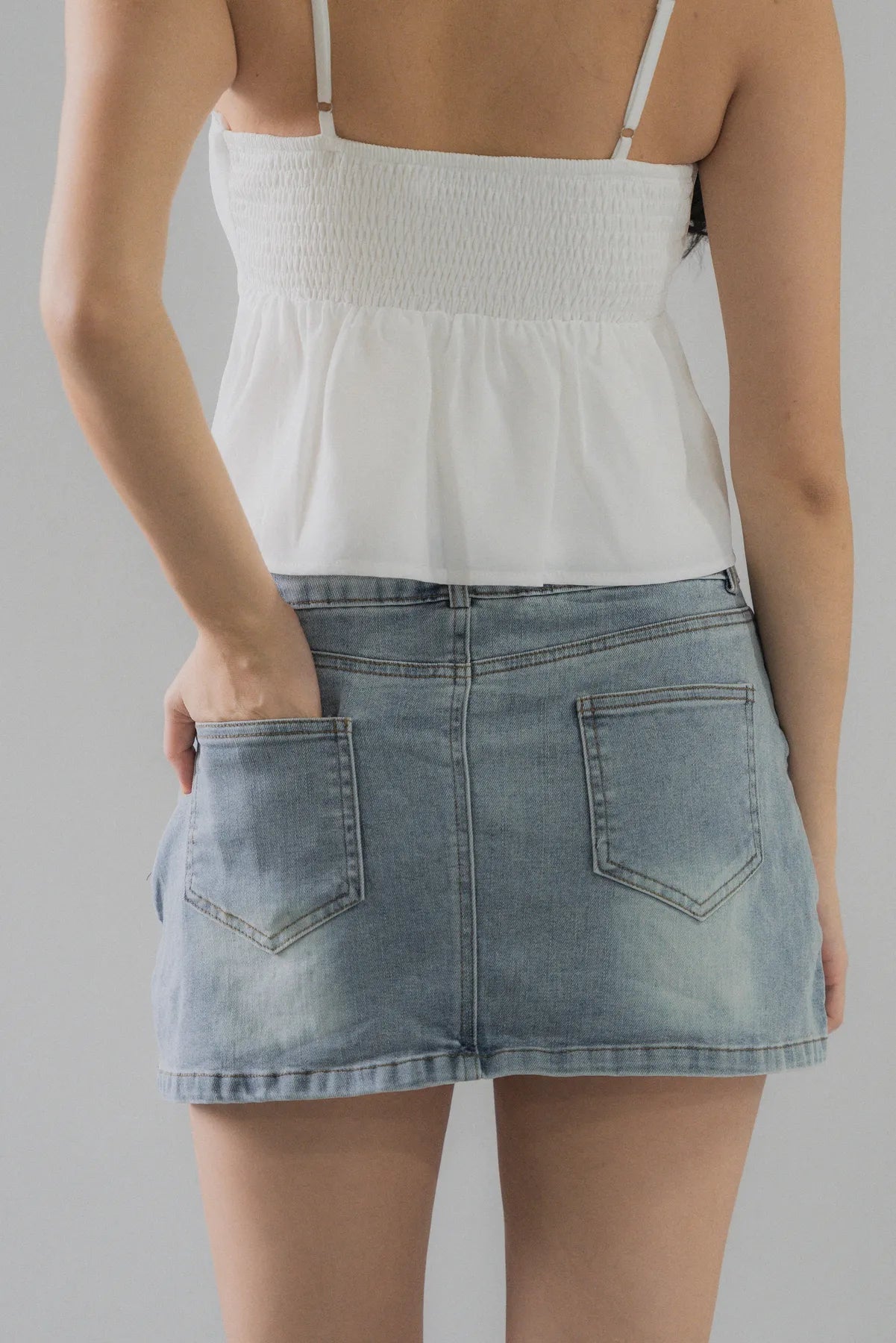 Miki Structured Denim Mini Skorts