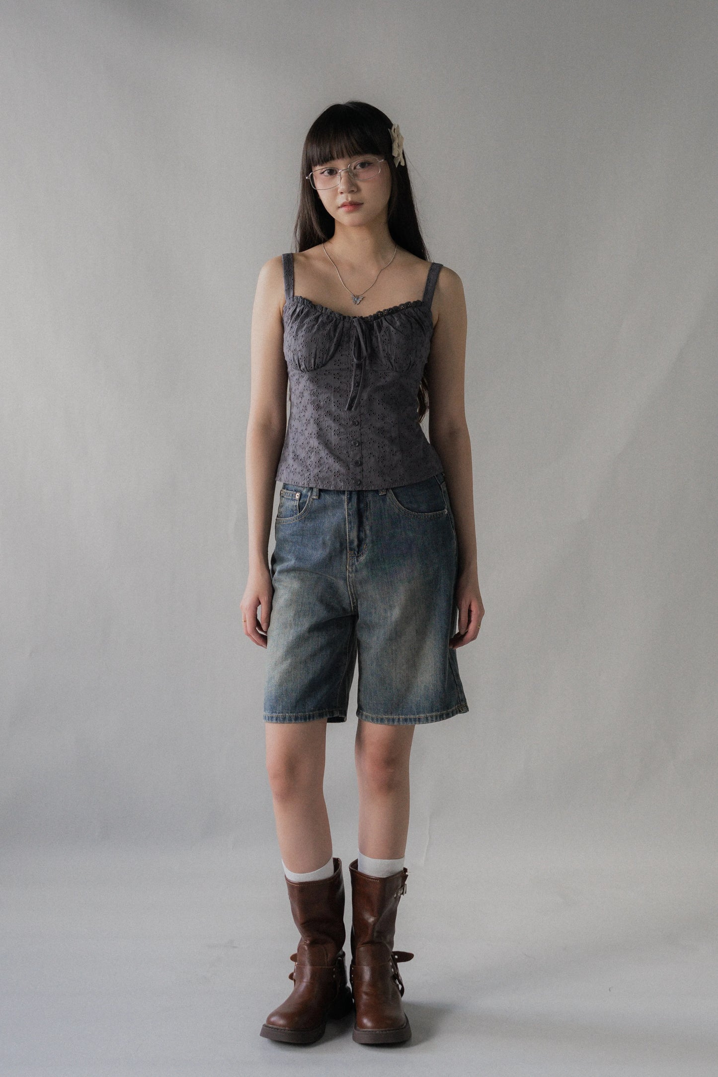Sheralyn Eyelet Lace Trim Tank Top