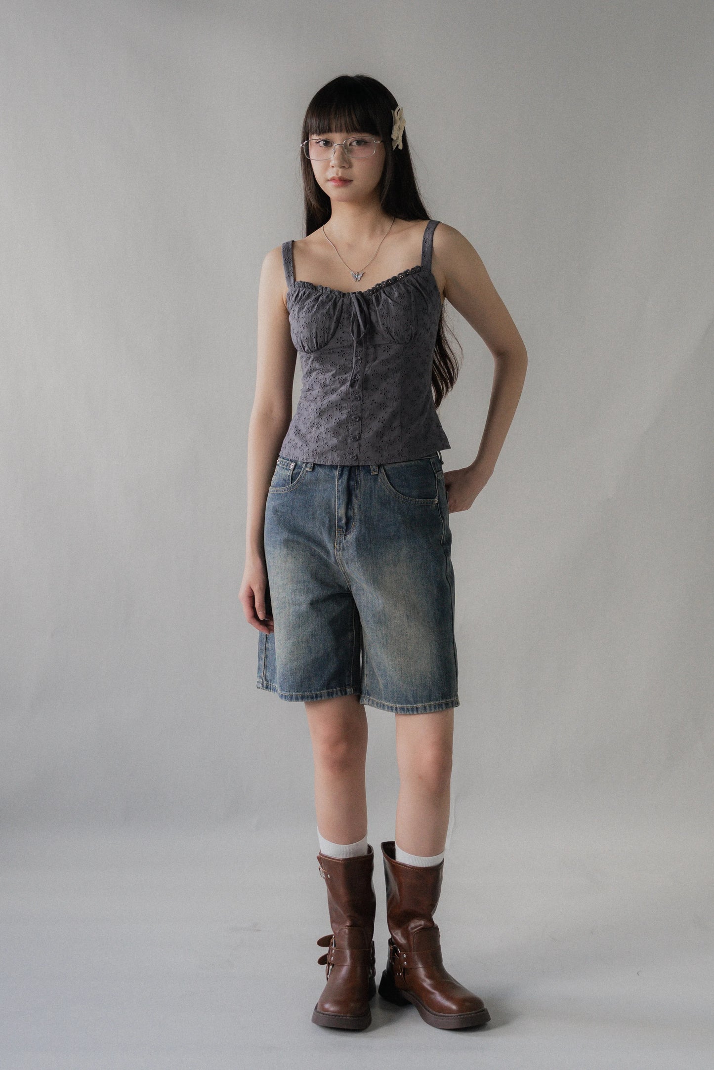 Sheralyn Eyelet Lace Trim Tank Top