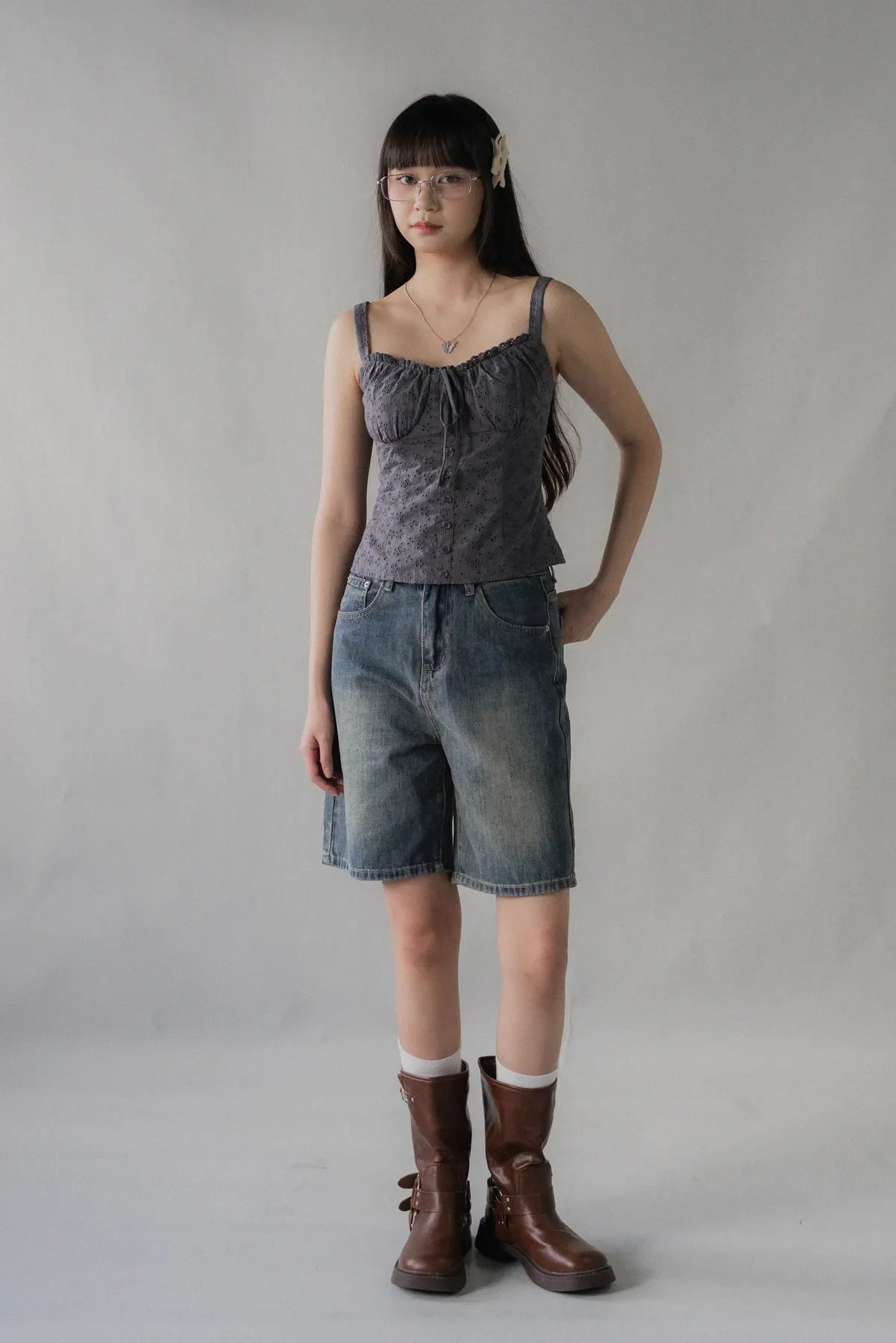 Sarah Straight Cut Denim Jorts