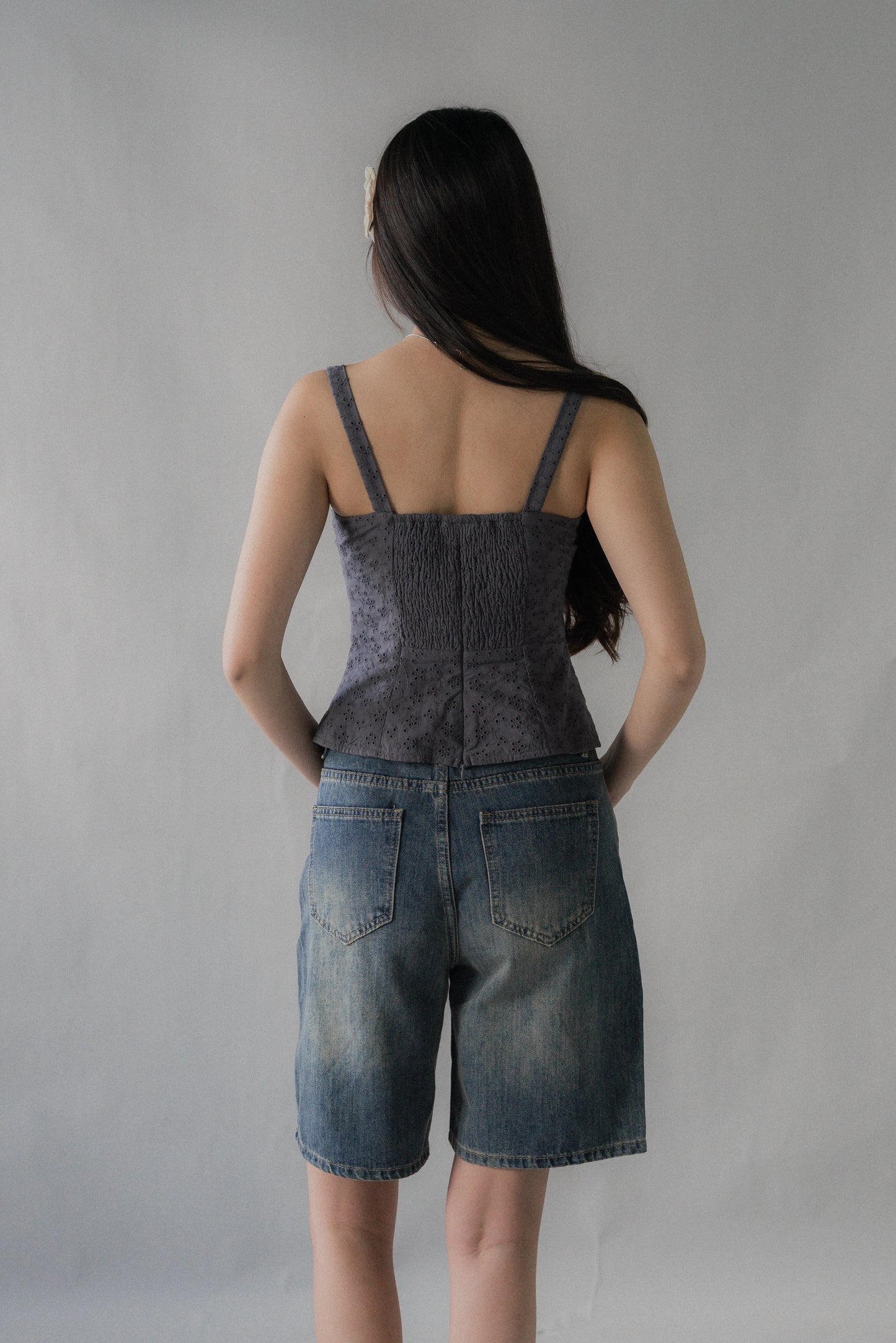 Sheralyn Eyelet Lace Trim Tank Top