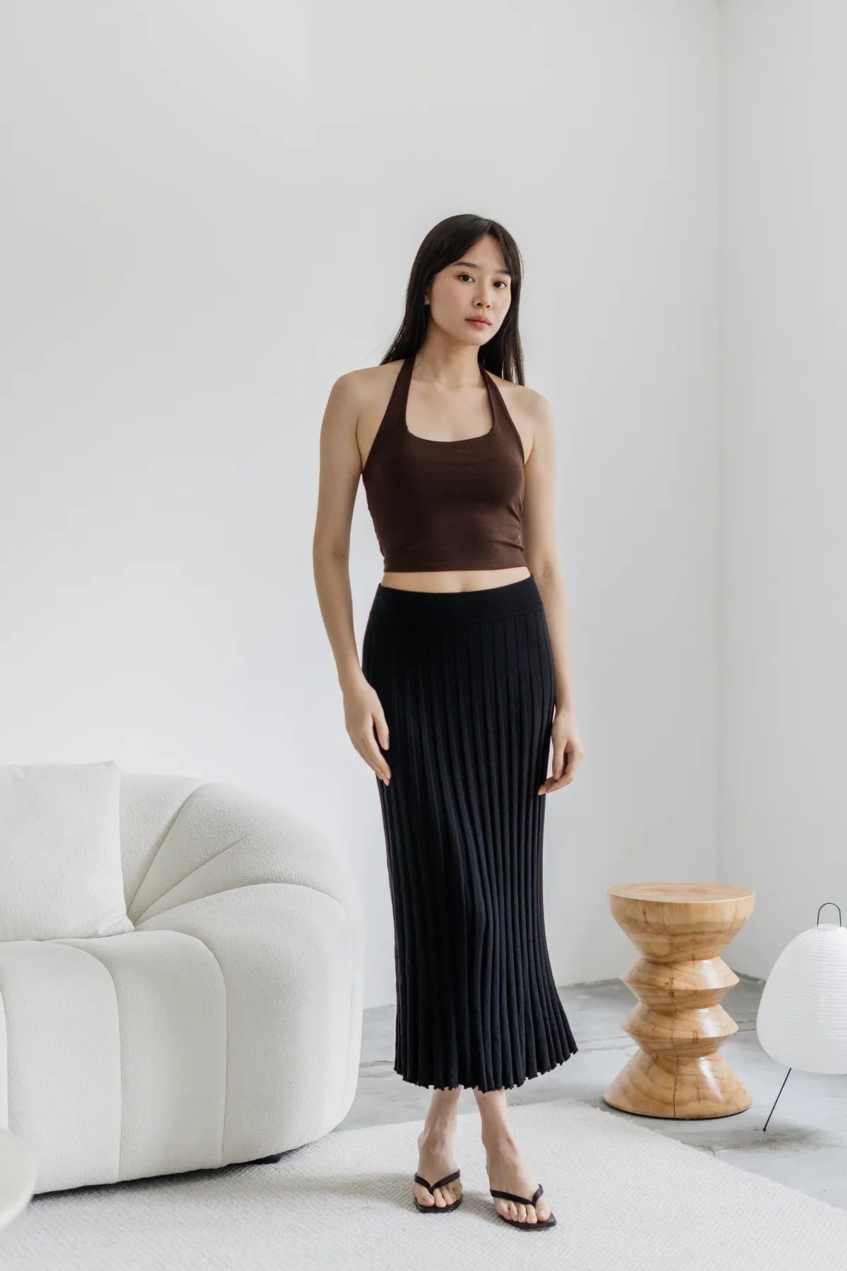 Blair Knitted Pleat Long Skirt