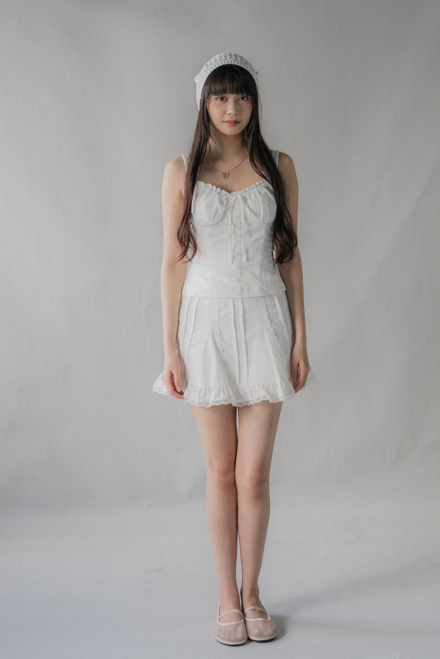 Sheralyn Eyelet Lace Trim Tank Top