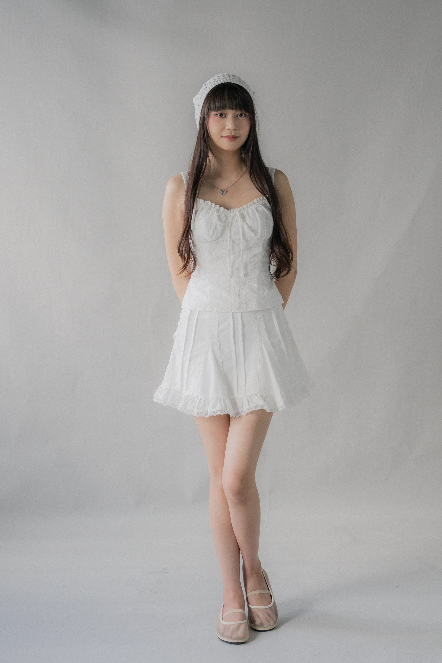 Sheralyn Eyelet Lace Trim Tank Top