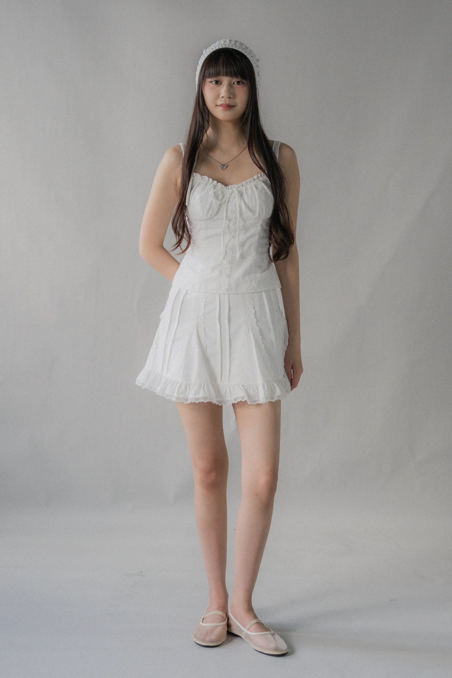 Sheralyn Eyelet Lace Trim Tank Top