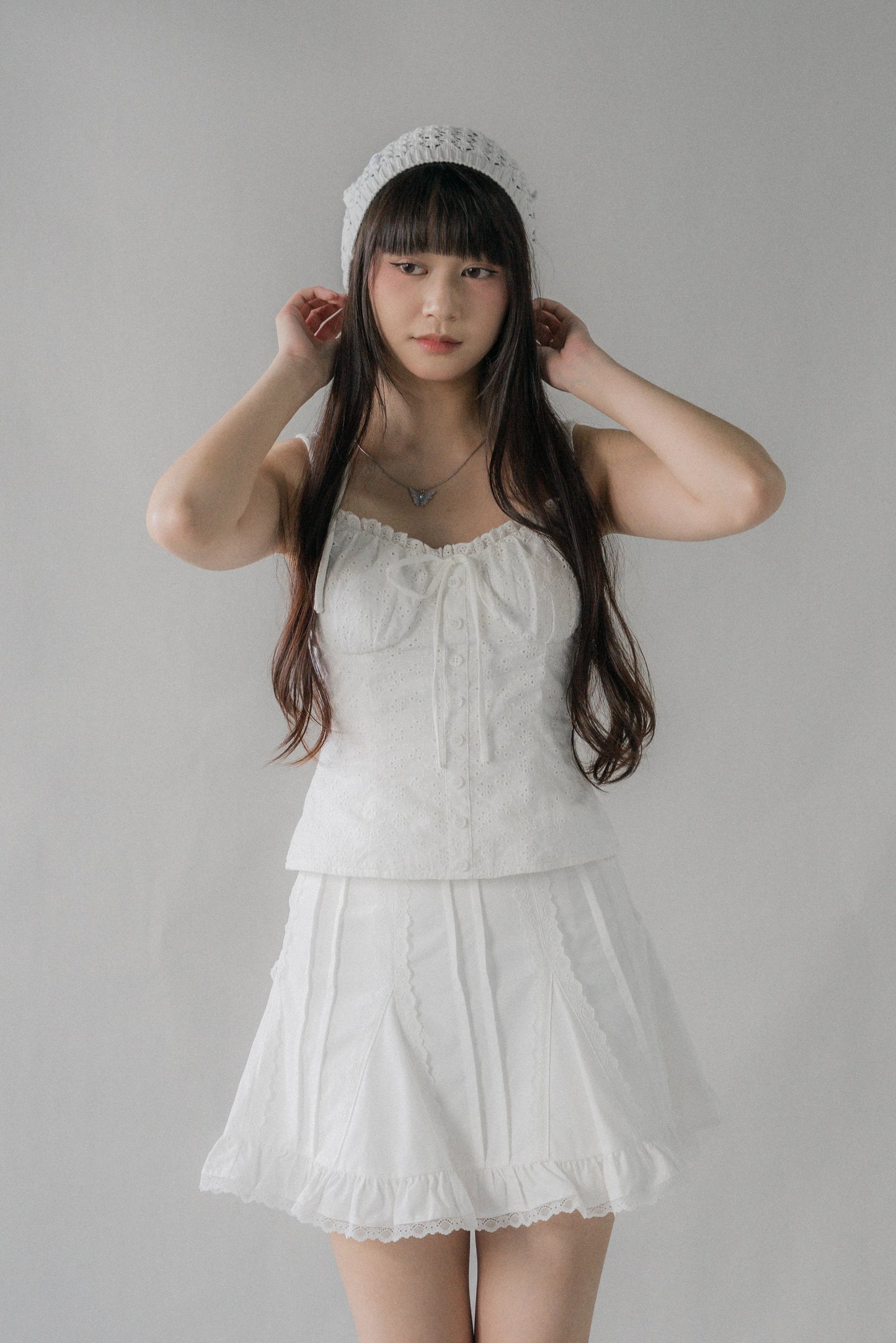 Sheralyn Eyelet Lace Trim Tank Top