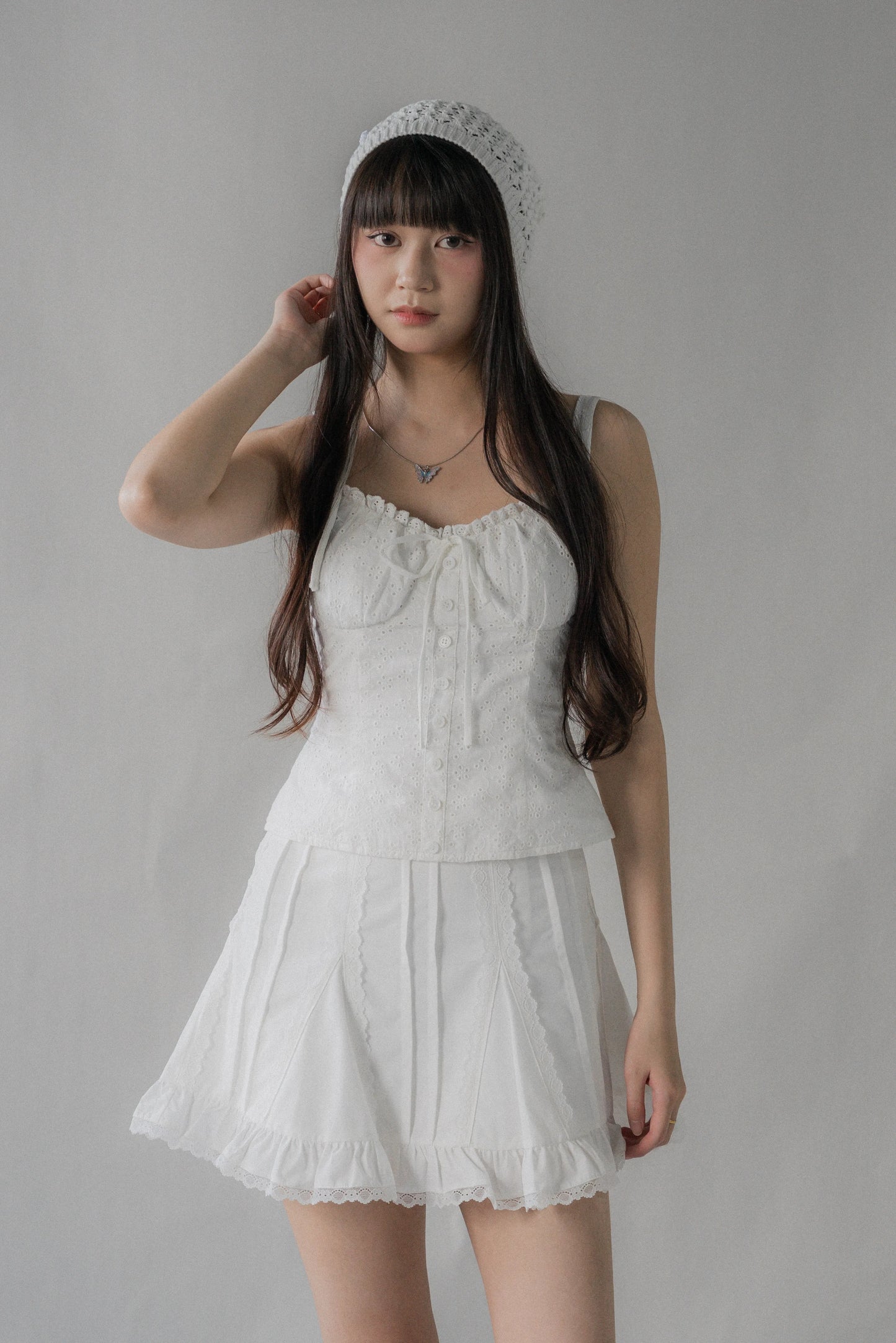 Sheralyn Eyelet Lace Trim Tank Top