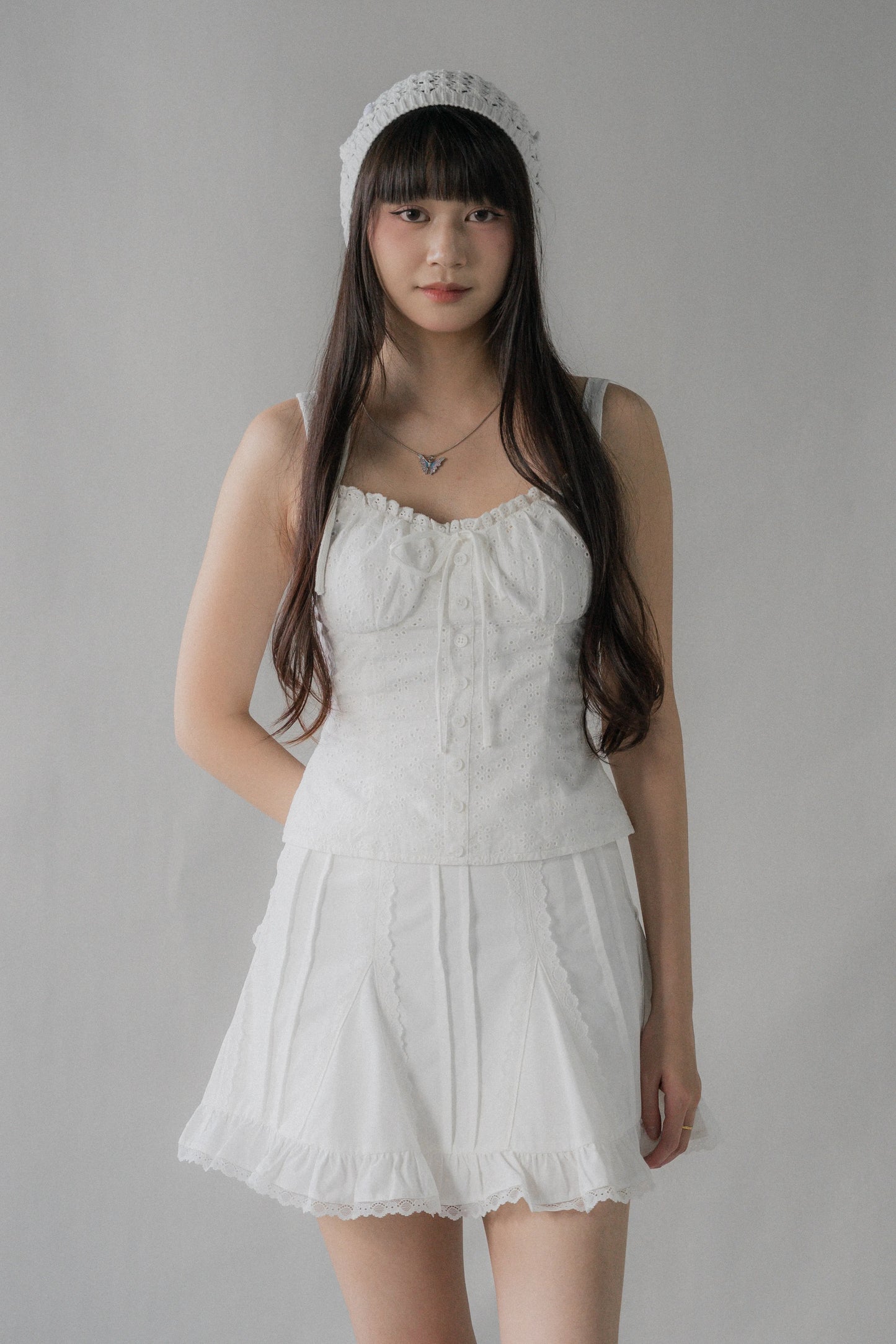 Sheralyn Eyelet Lace Trim Tank Top