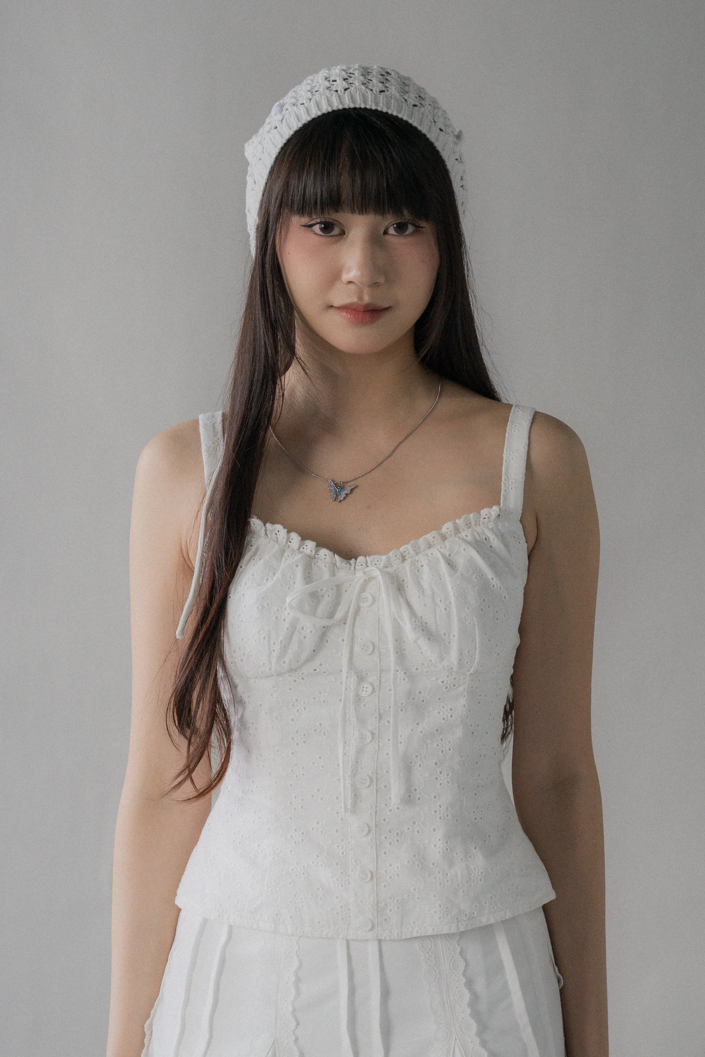 Sheralyn Eyelet Lace Trim Tank Top