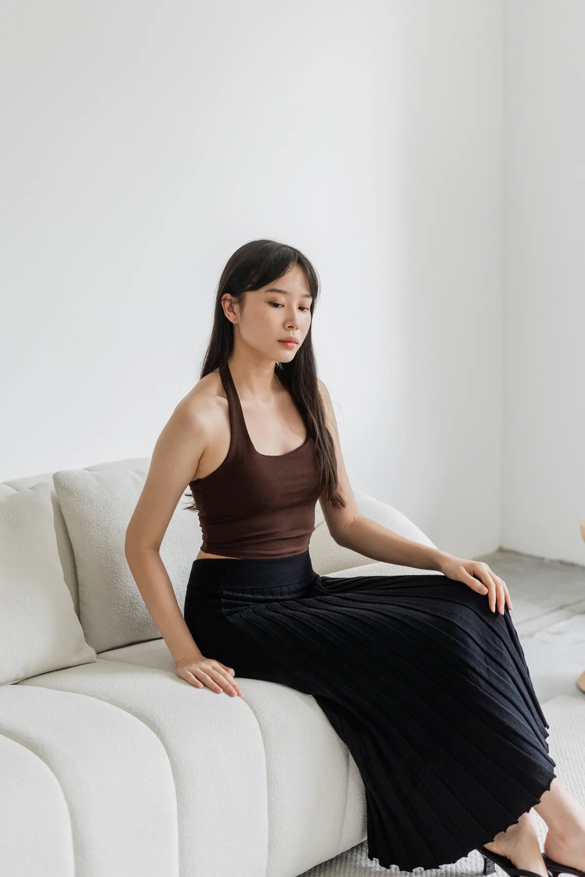 Blair Knitted Pleat Long Skirt