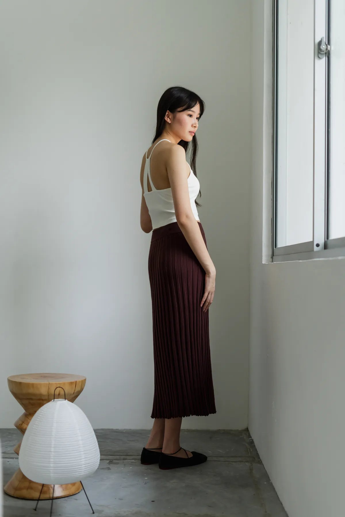 Blair Knitted Pleat Long Skirt