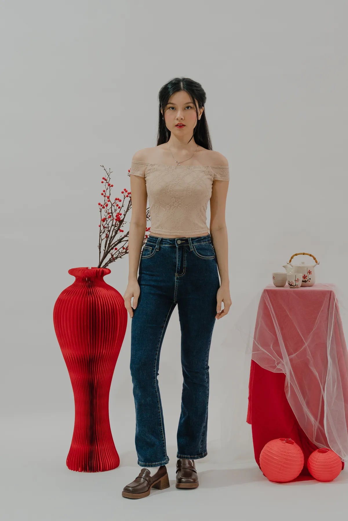 Rory Off-Shoulder Lace Detail Padded Top