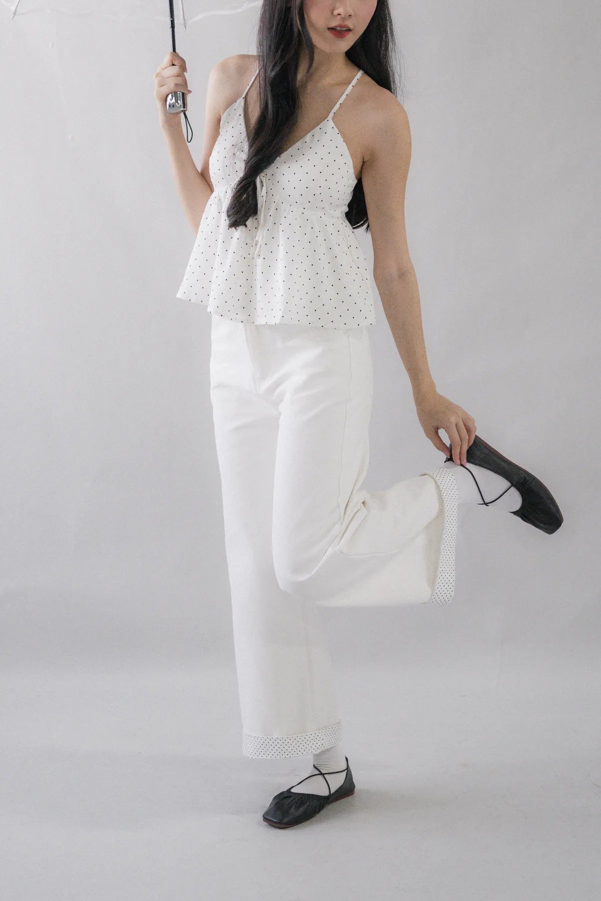 *RESTOCK* Peony Babydoll Polka Dot Padded Ribbon Top