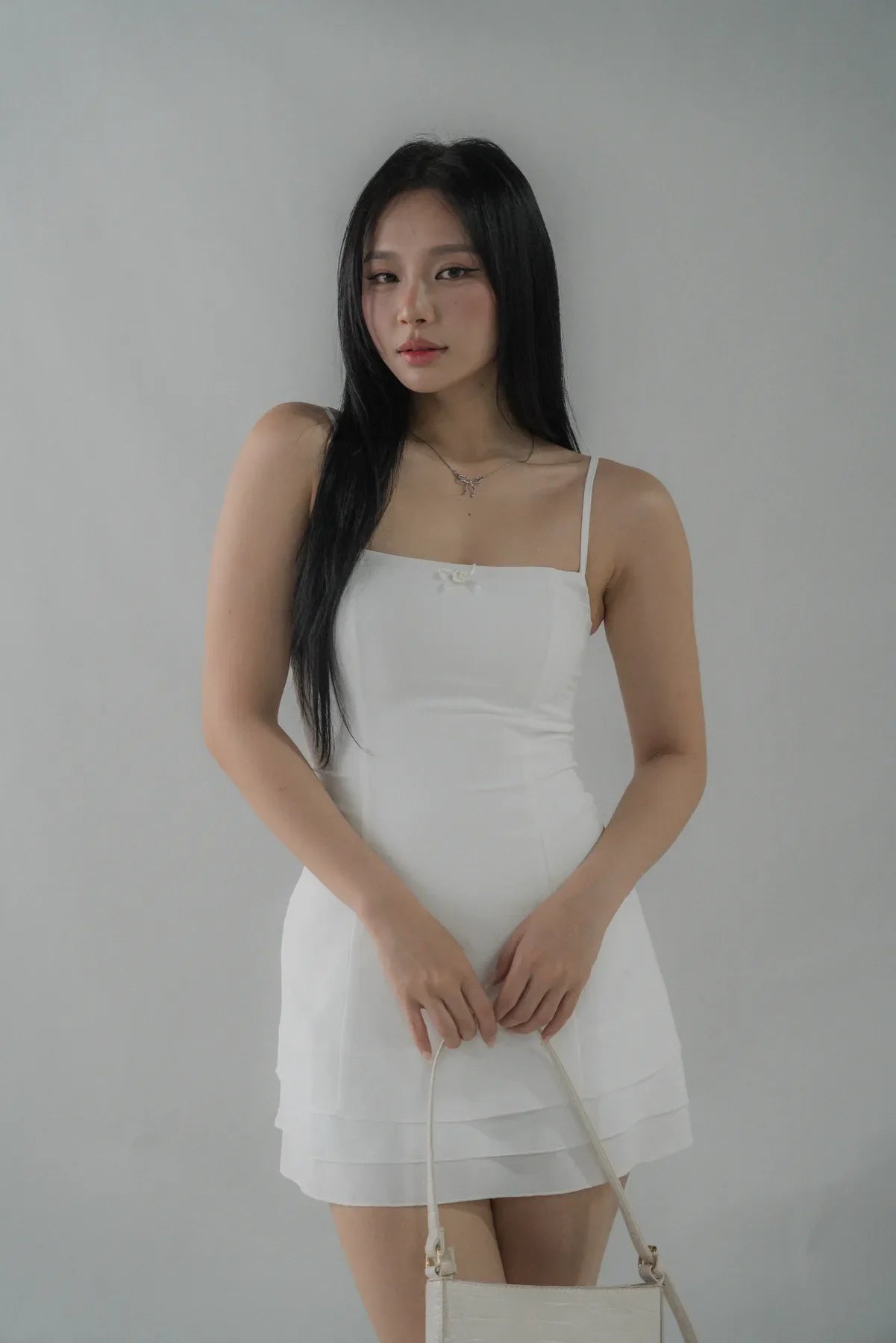 Bernadette Tiered Hem Padded Mini Dress