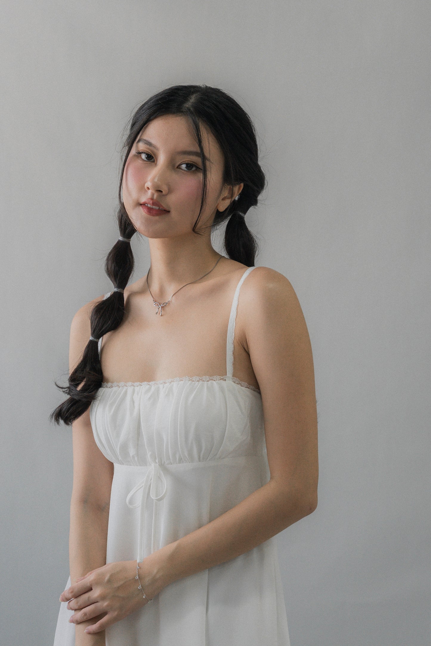 Kate Lace Trim Ribbon Padded Maxi Dress