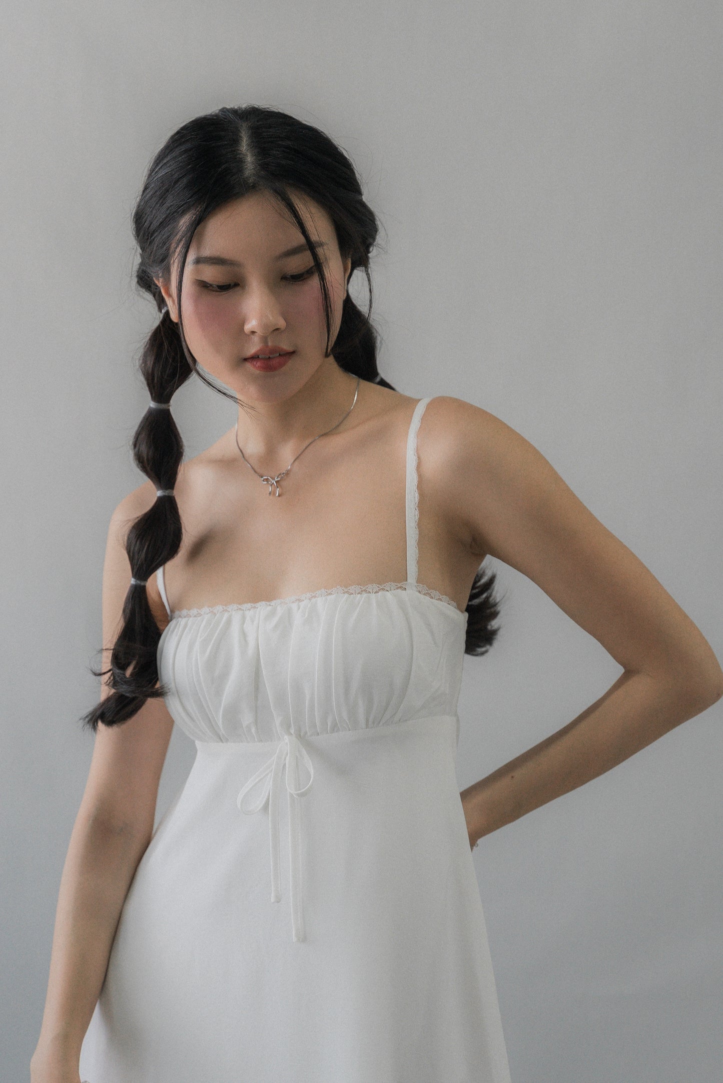 Kate Lace Trim Ribbon Padded Maxi Dress