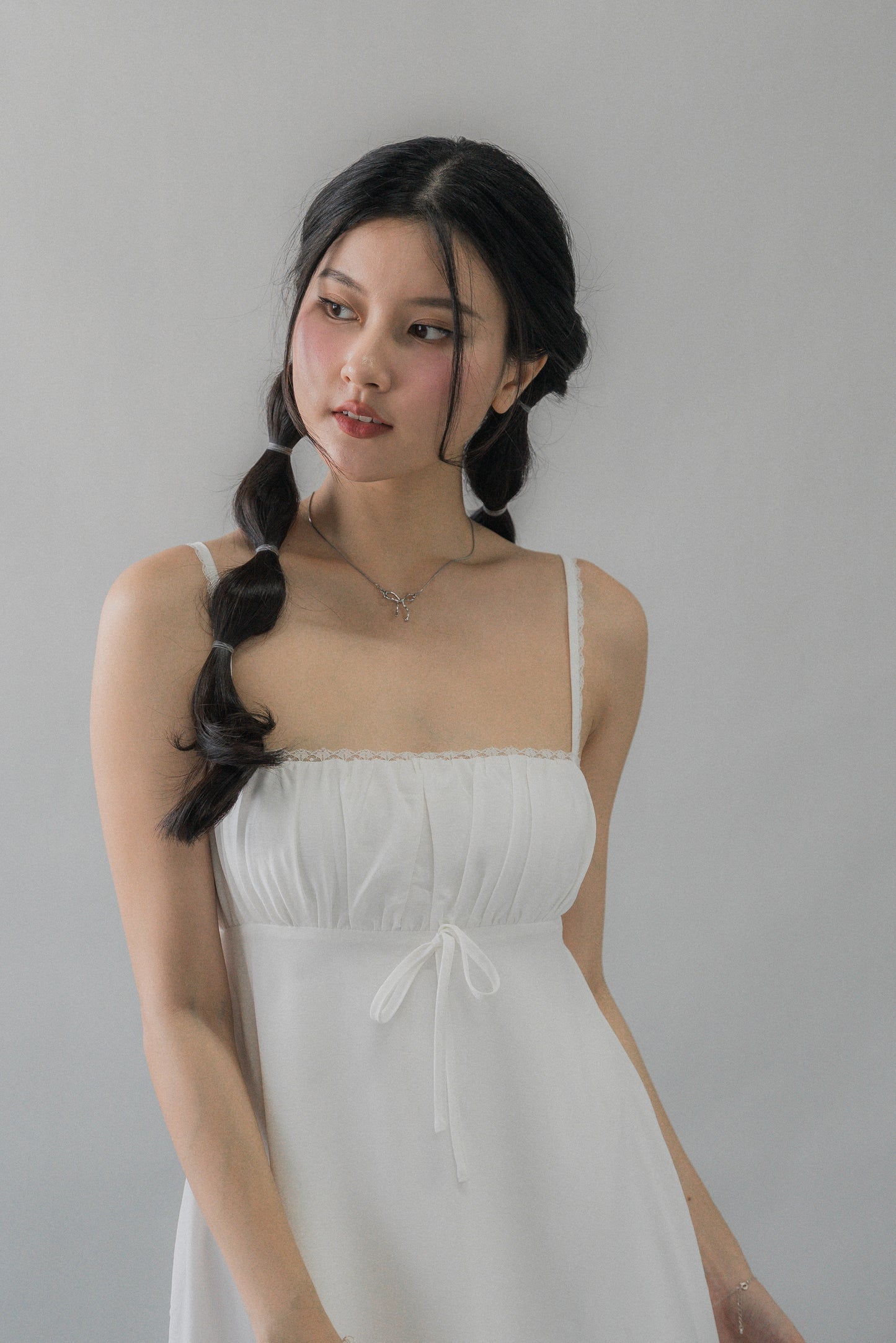 Kate Lace Trim Ribbon Padded Maxi Dress
