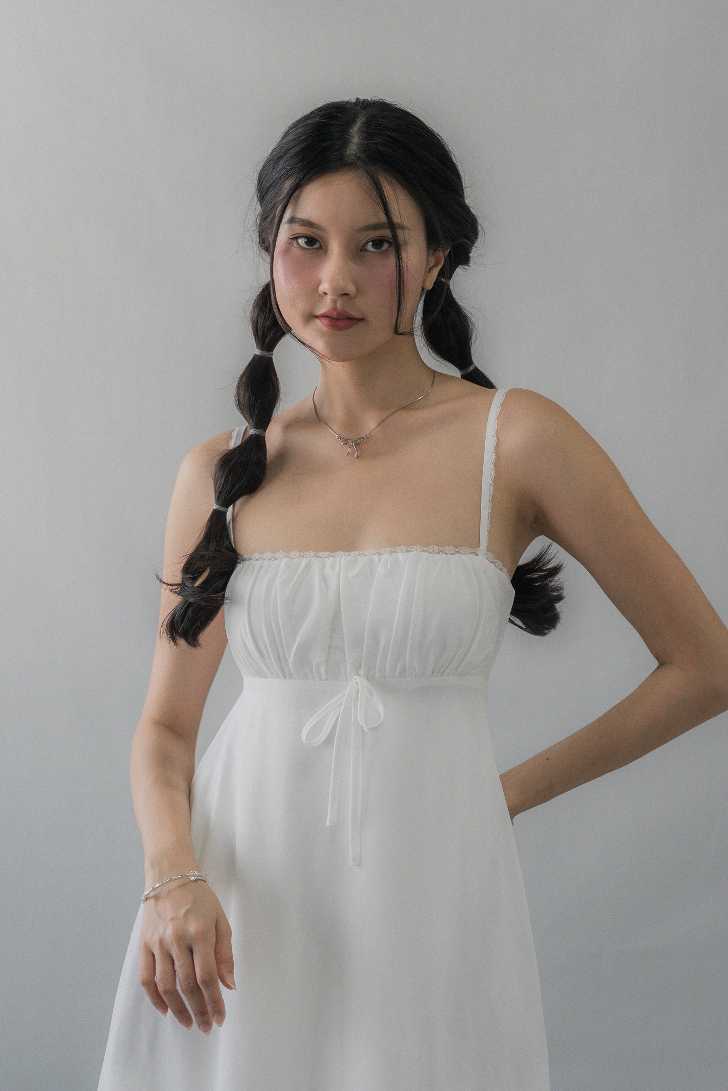 Kate Lace Trim Ribbon Padded Maxi Dress