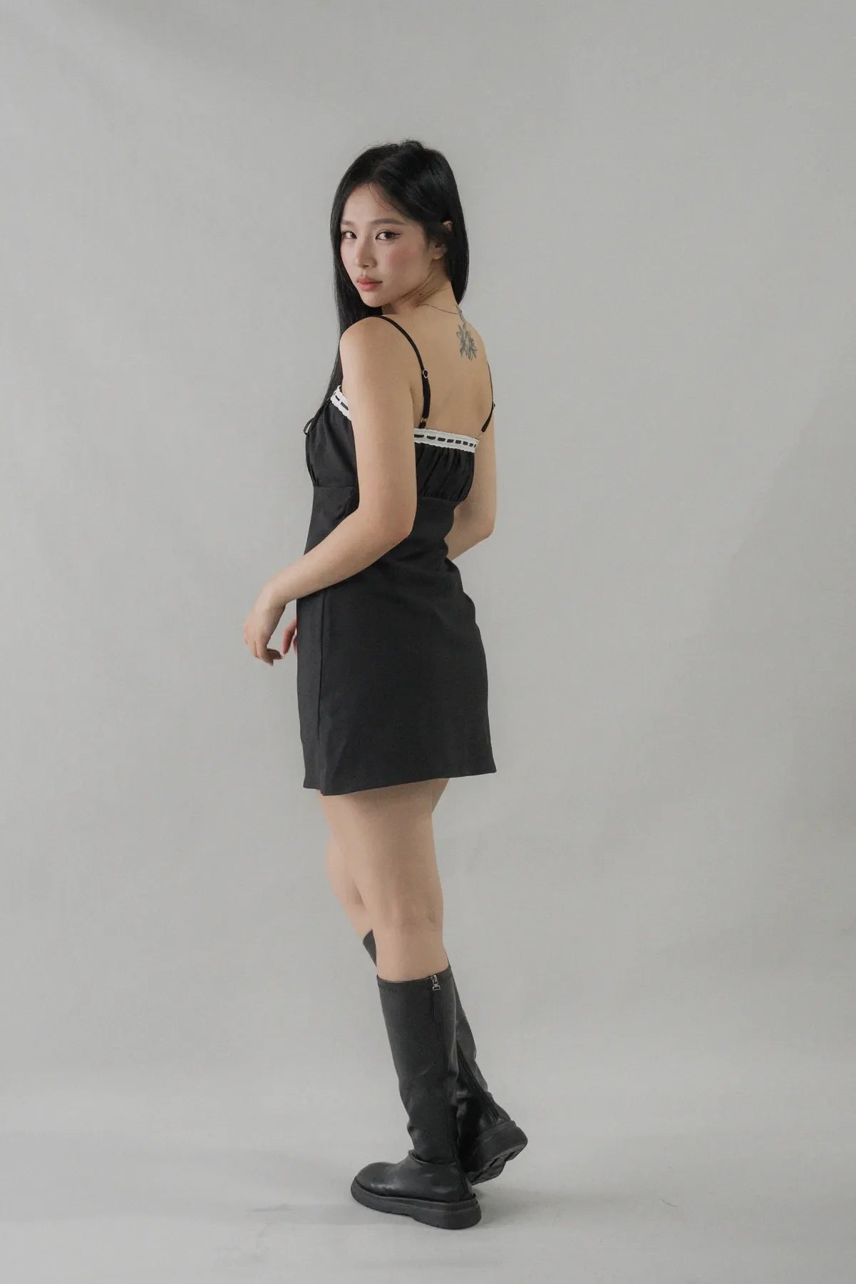 Calista Contrast Lace Padded Mini Dress
