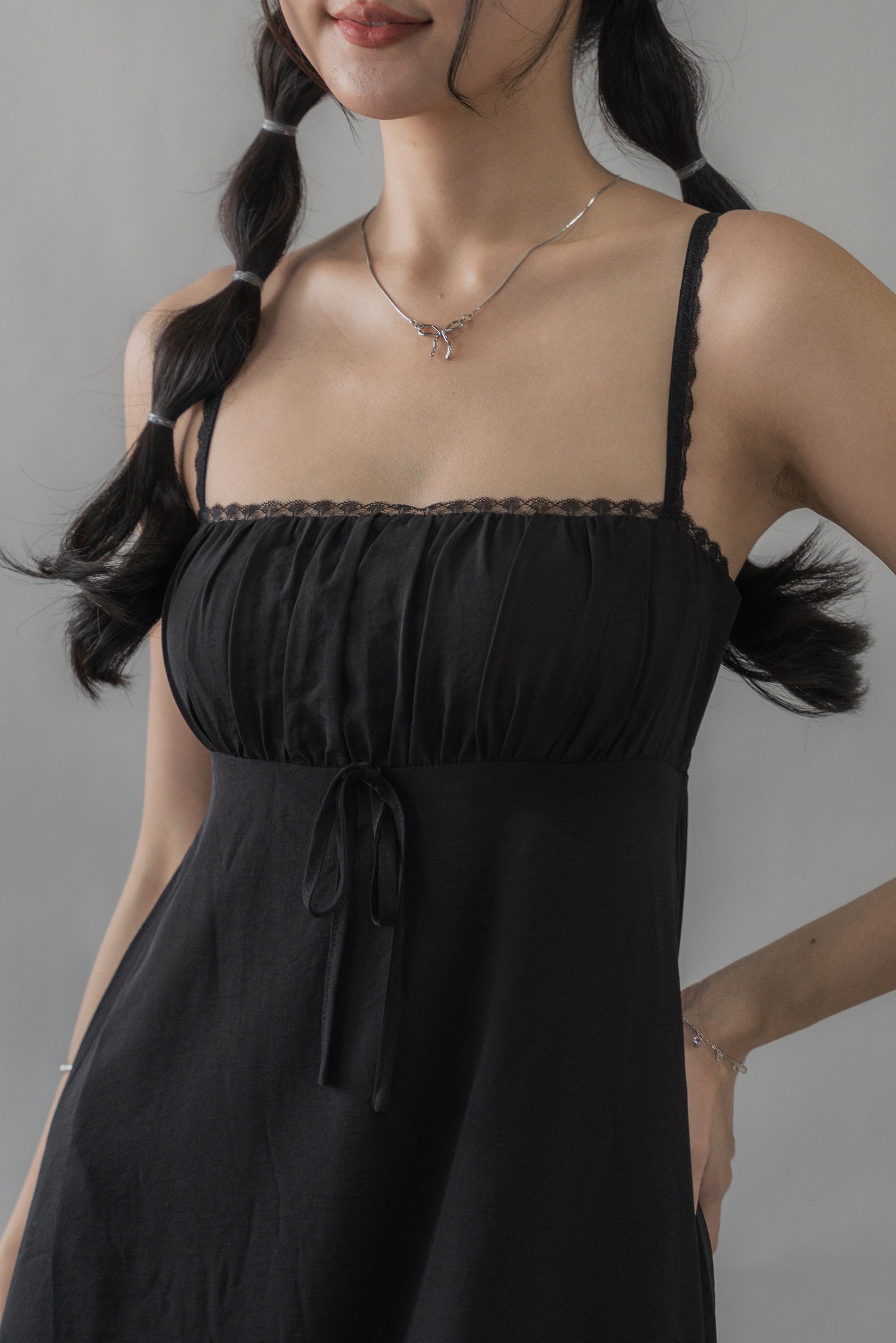 Kate Lace Trim Ribbon Padded Maxi Dress