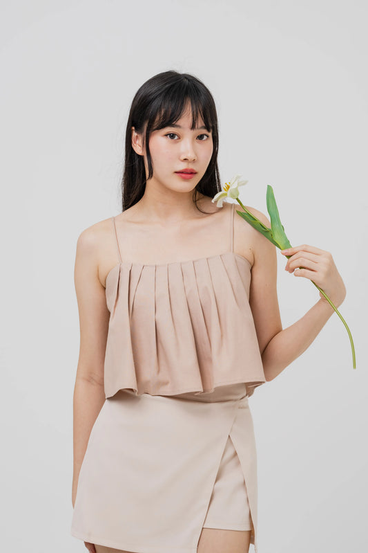 Jasmine Pleated Crop Flare Top