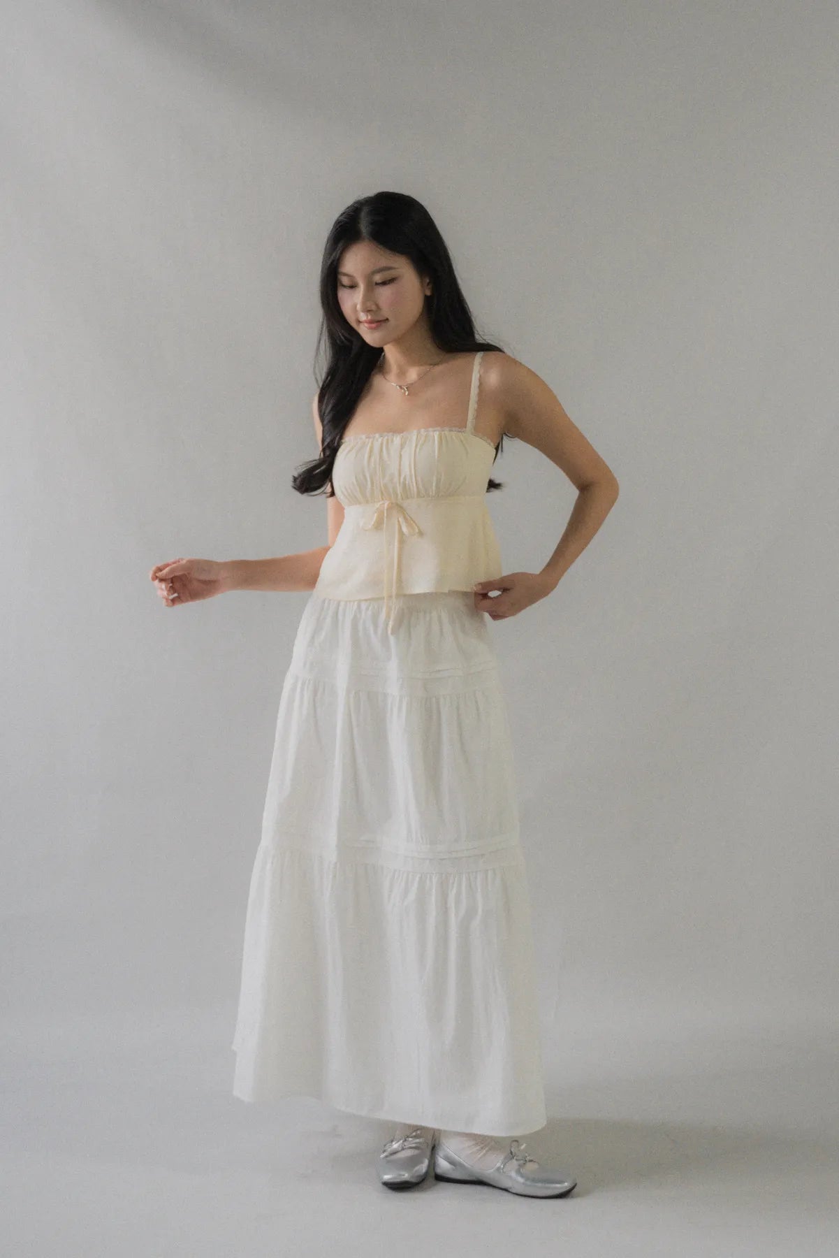 Kiara Lace Trim Ribbon Padded Babydoll Top