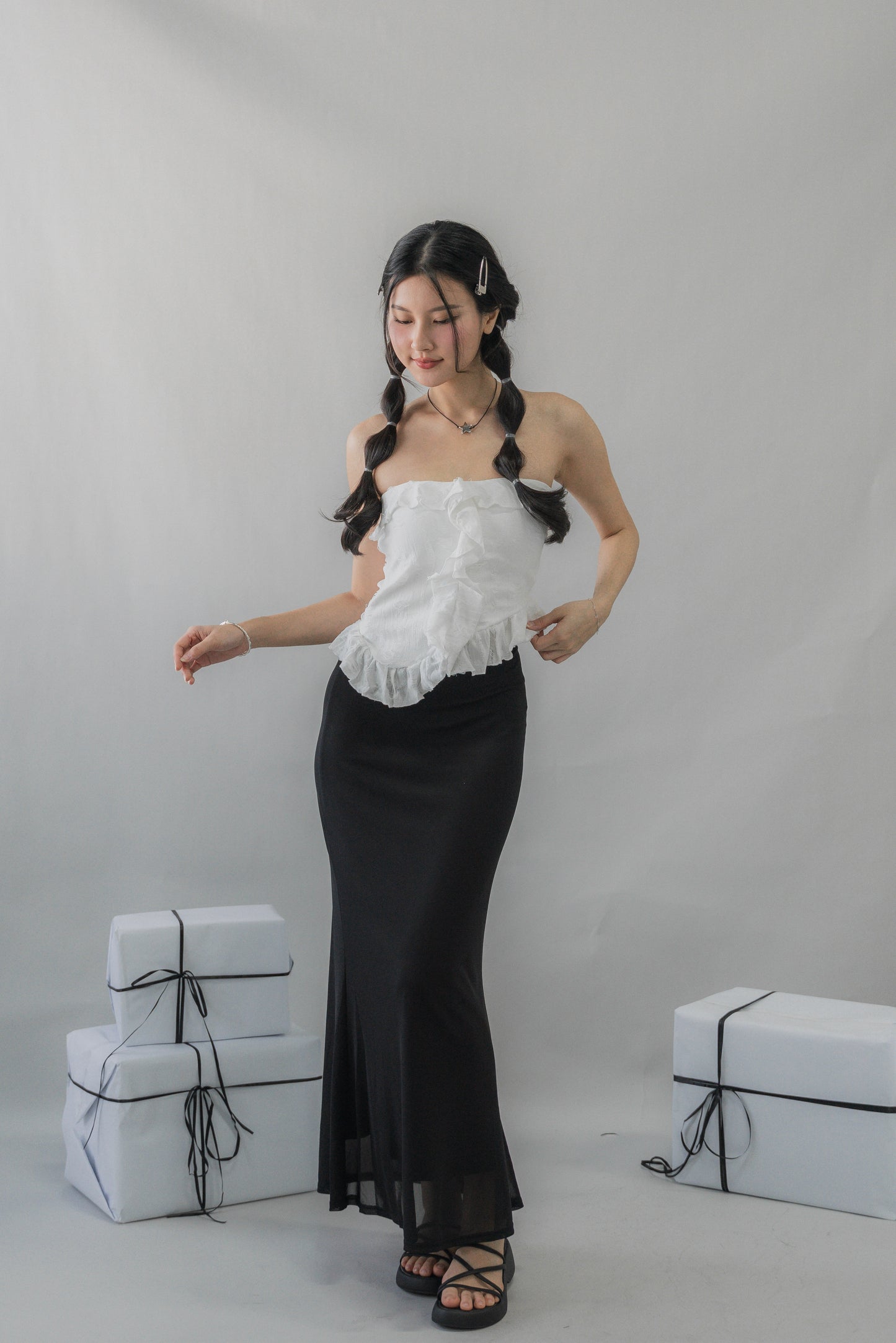 Bradley Fishtail Maxi Soft Mesh Skirt