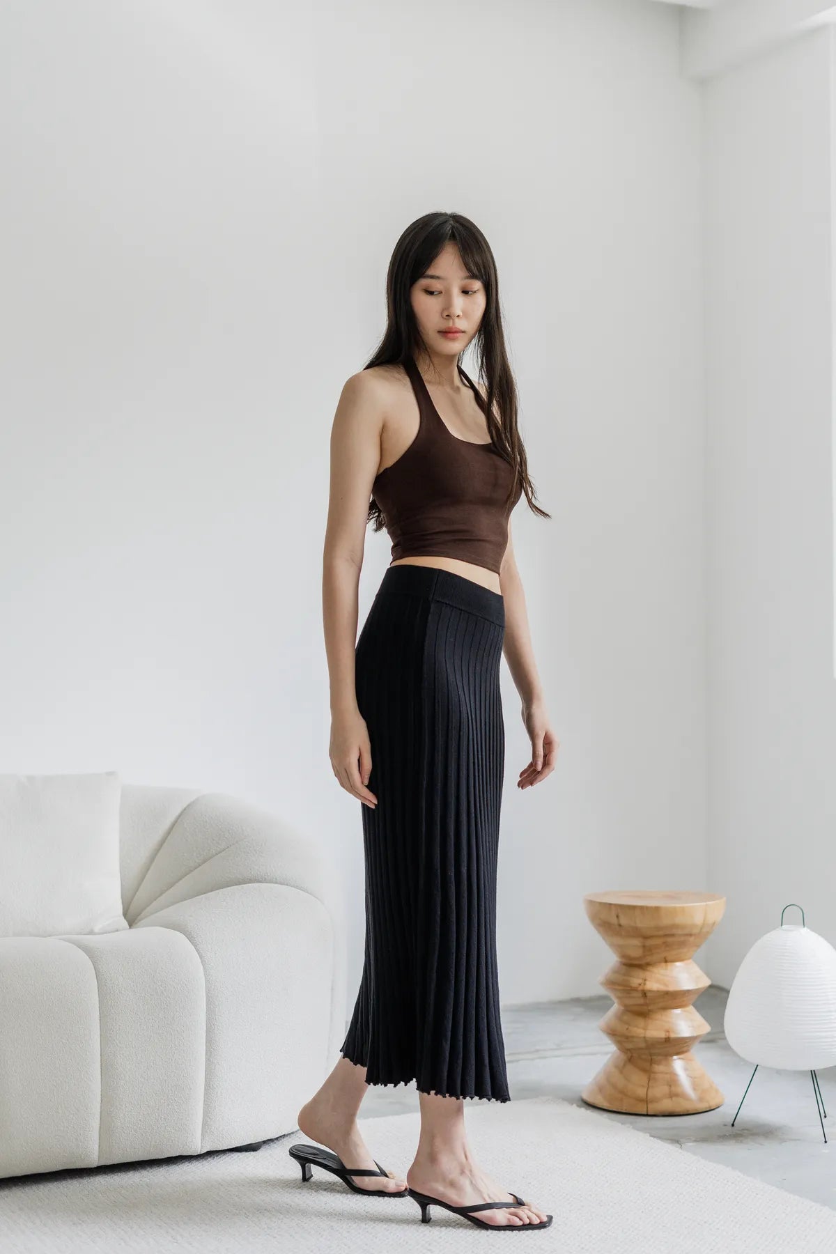 Blair Knitted Pleat Long Skirt