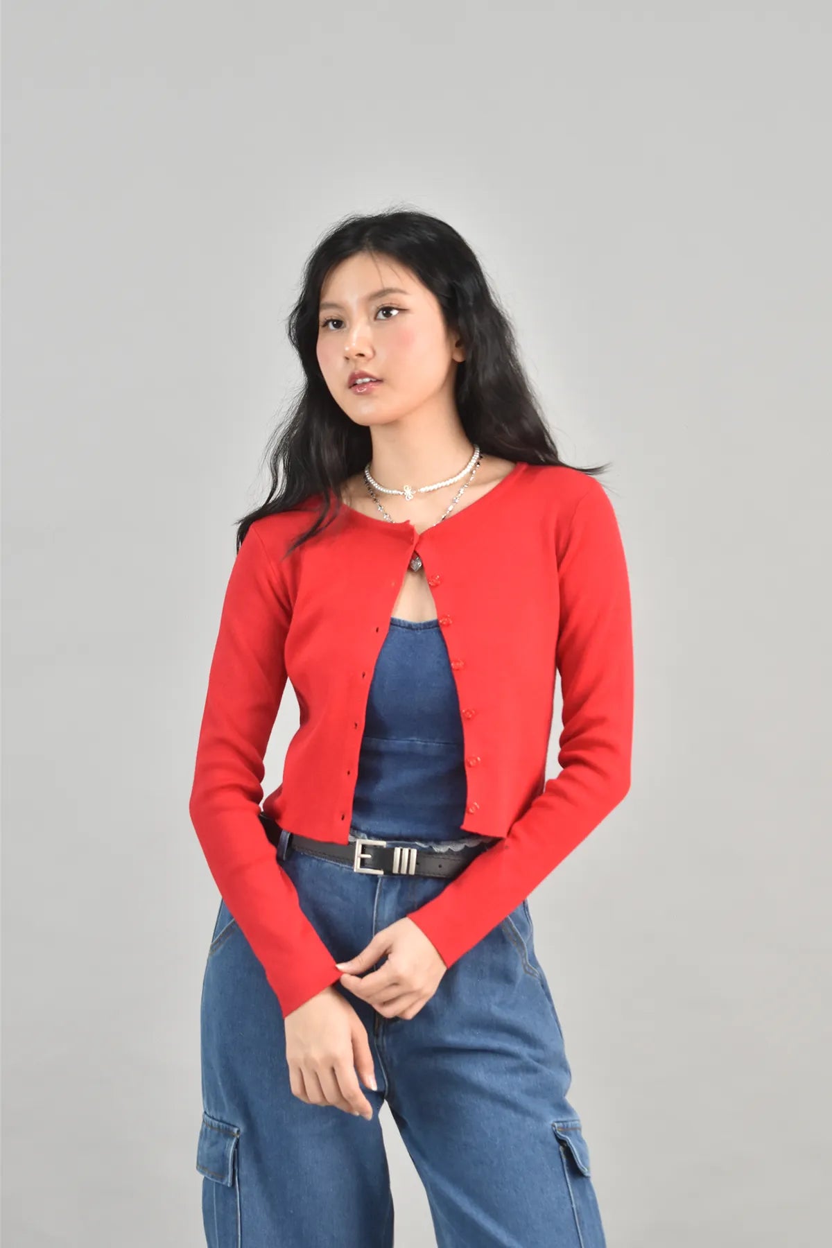 Mindy Crew Neck Floral Button Knitted Cardigan