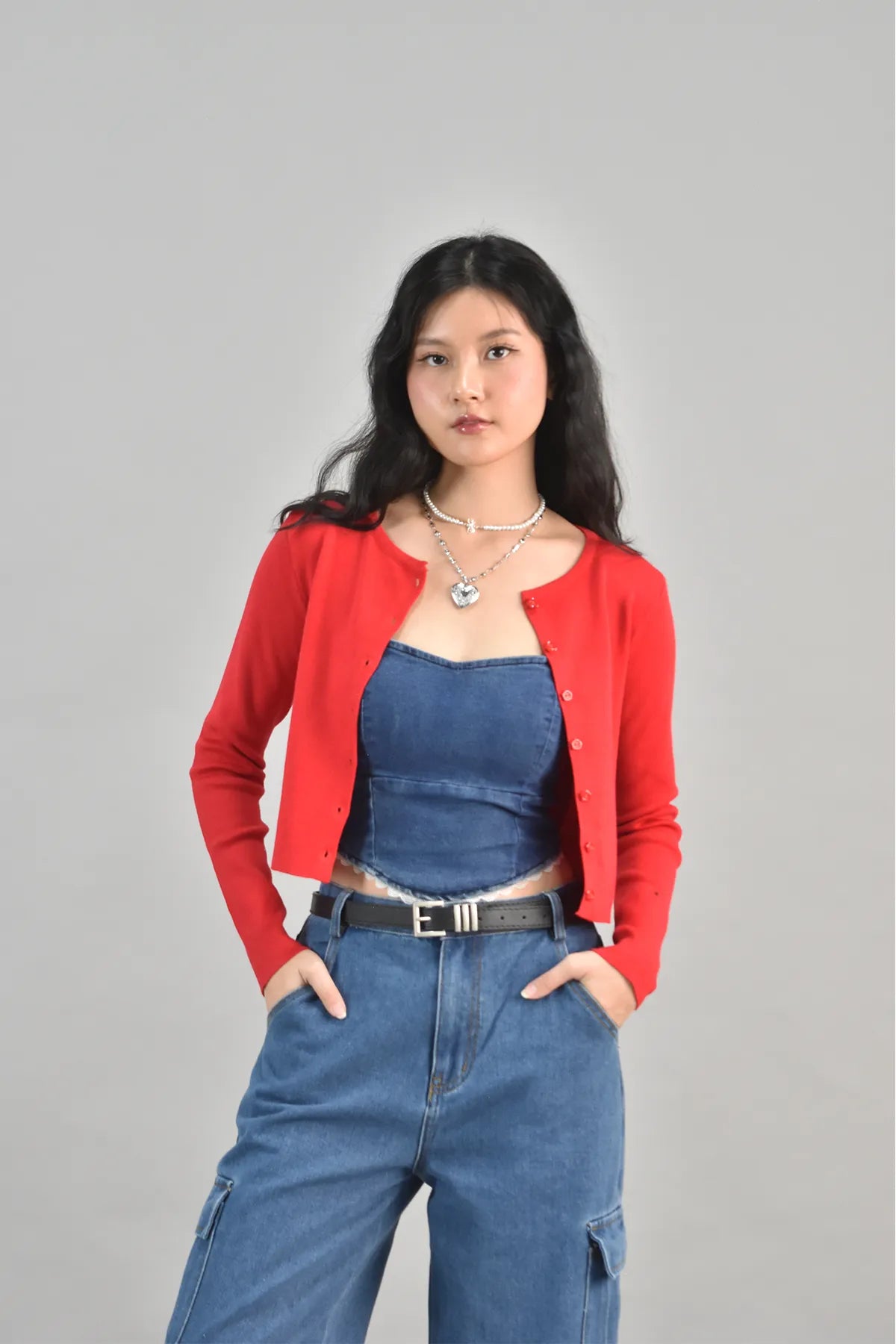 Mindy Crew Neck Floral Button Knitted Cardigan