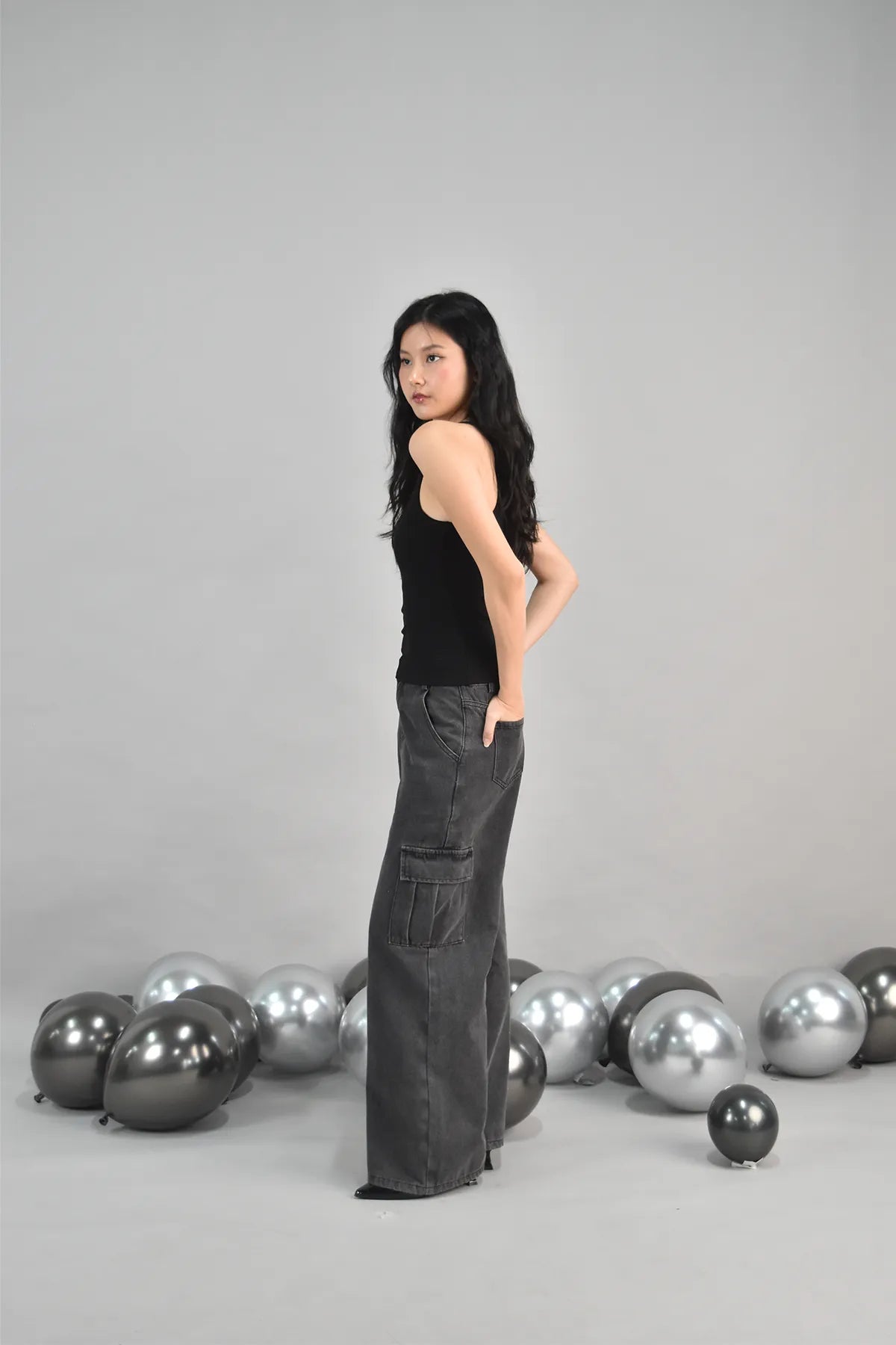 Skye Loose Fit Cargo Denim Jeans