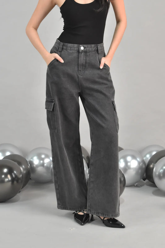 Skye Loose Fit Cargo Denim Jeans