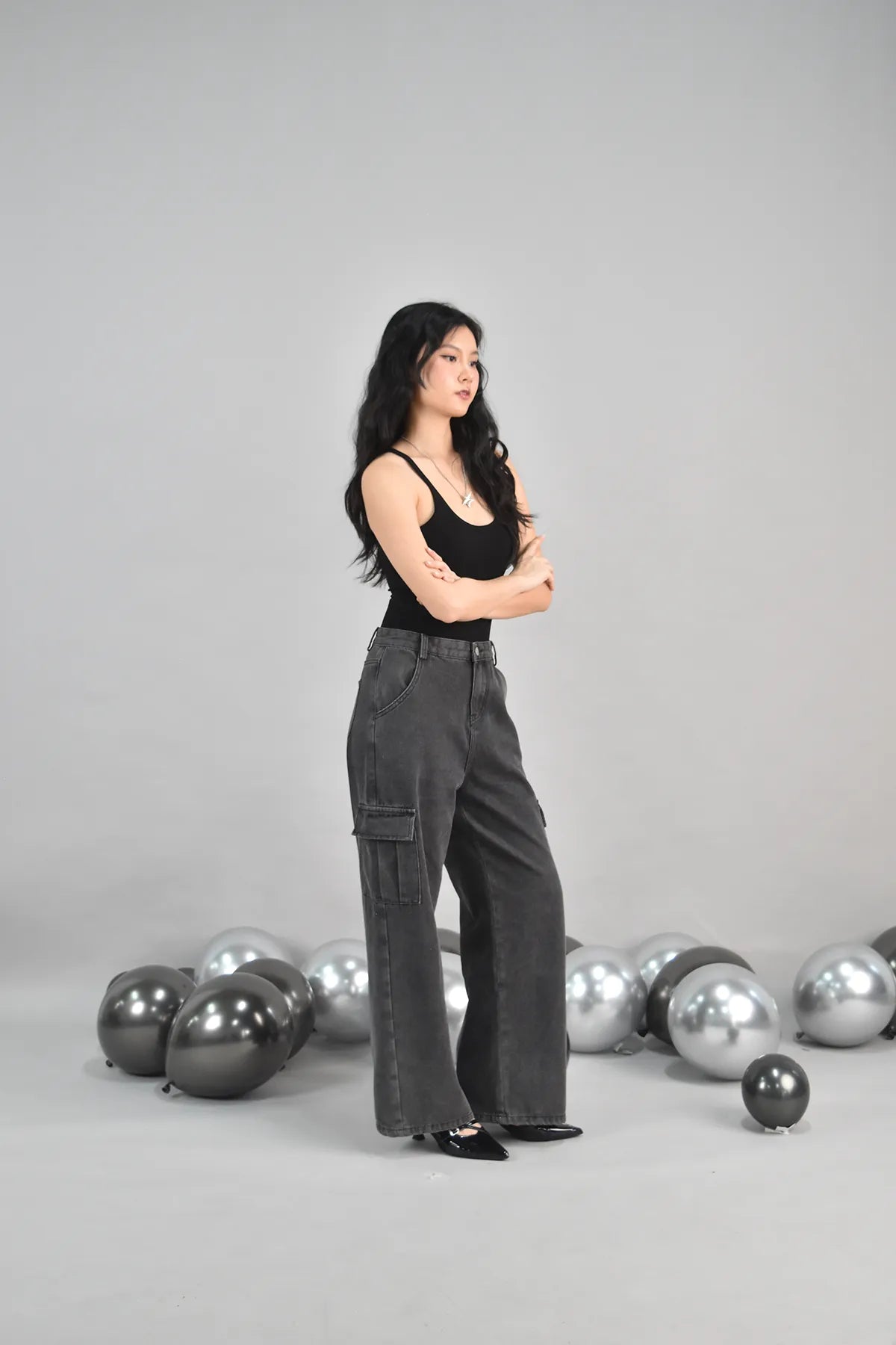 Skye Loose Fit Cargo Denim Jeans