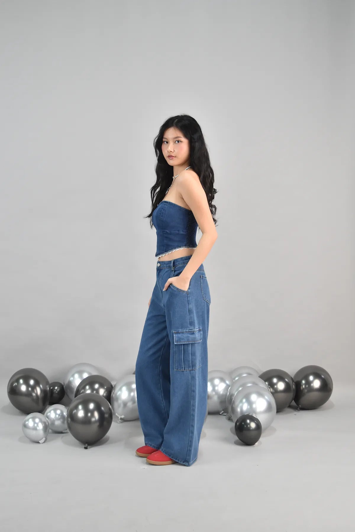Skye Loose Fit Cargo Denim Jeans