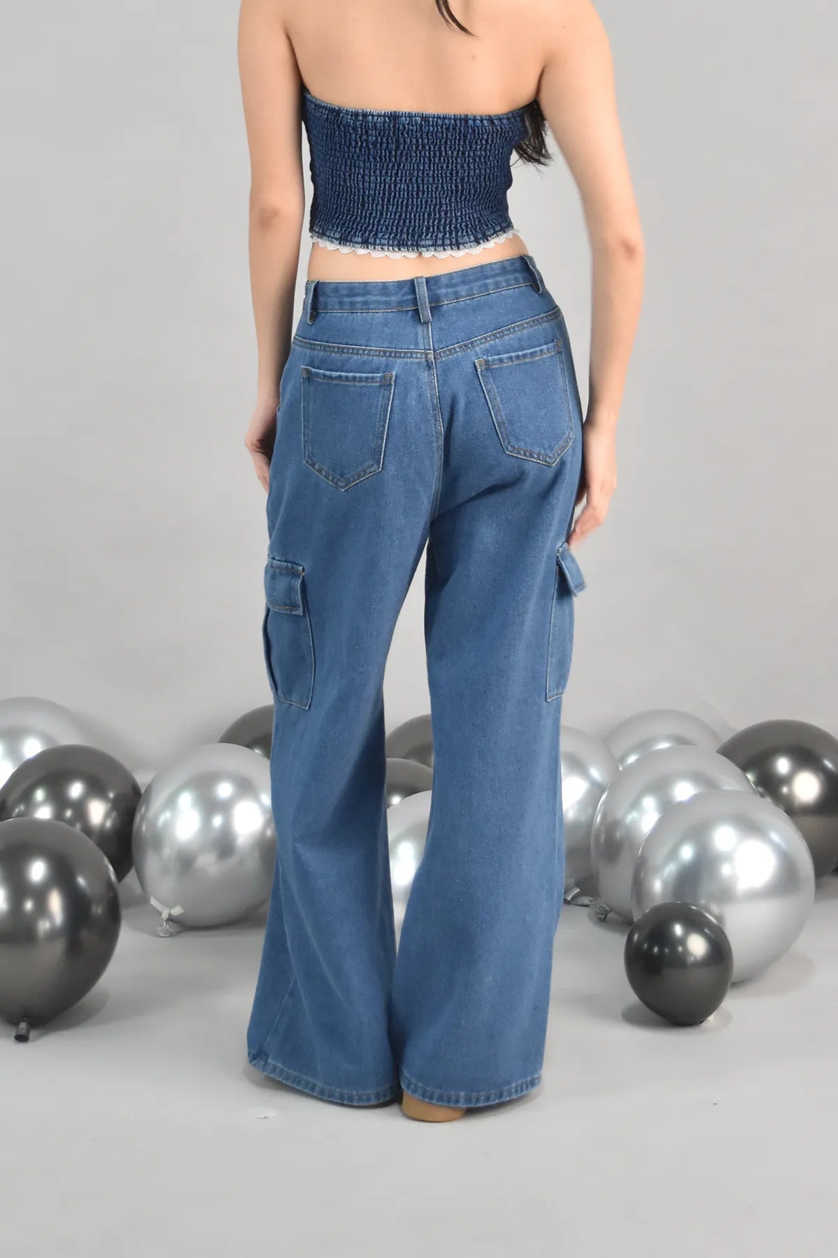 Skye Loose Fit Cargo Denim Jeans