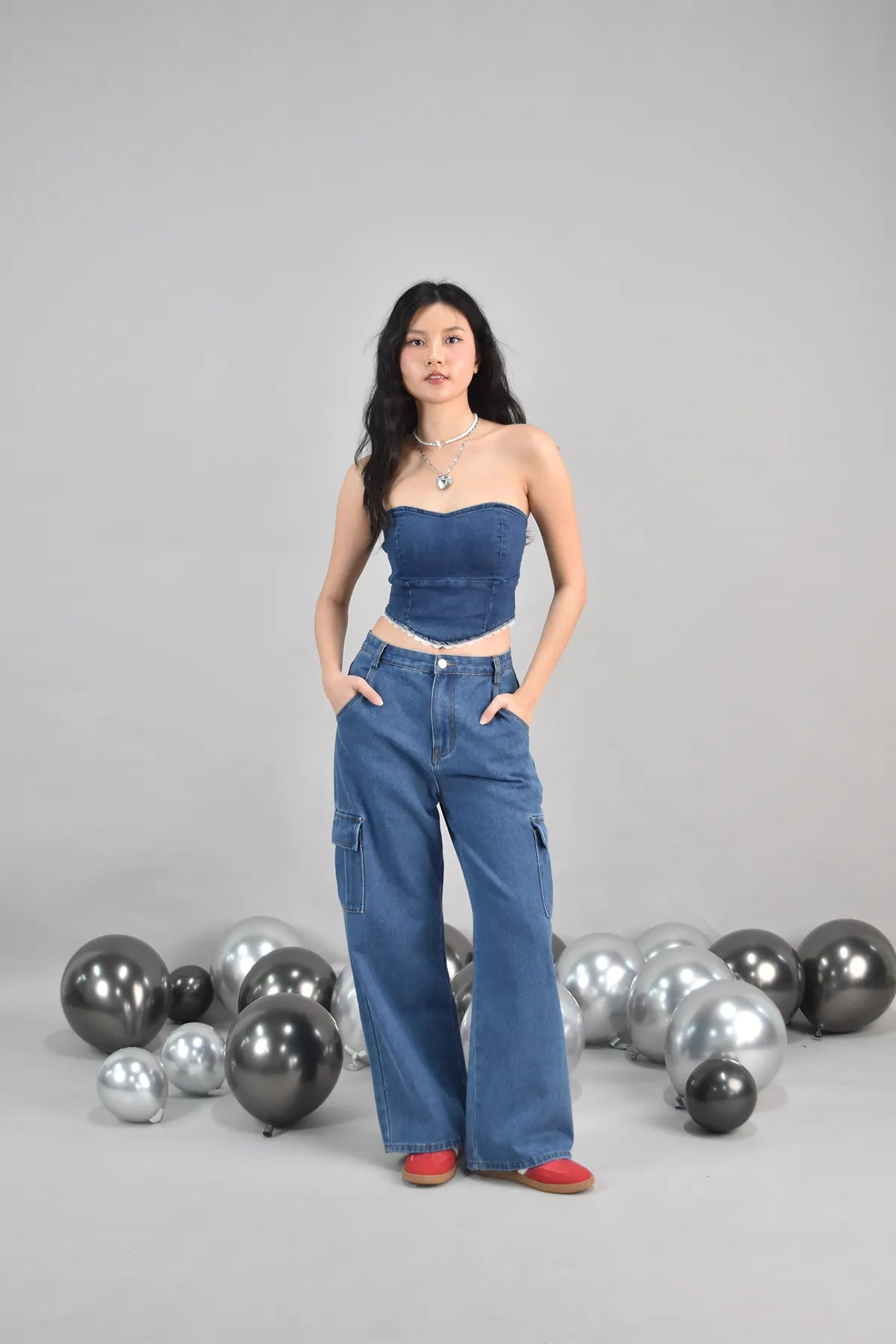 Skye Loose Fit Cargo Denim Jeans