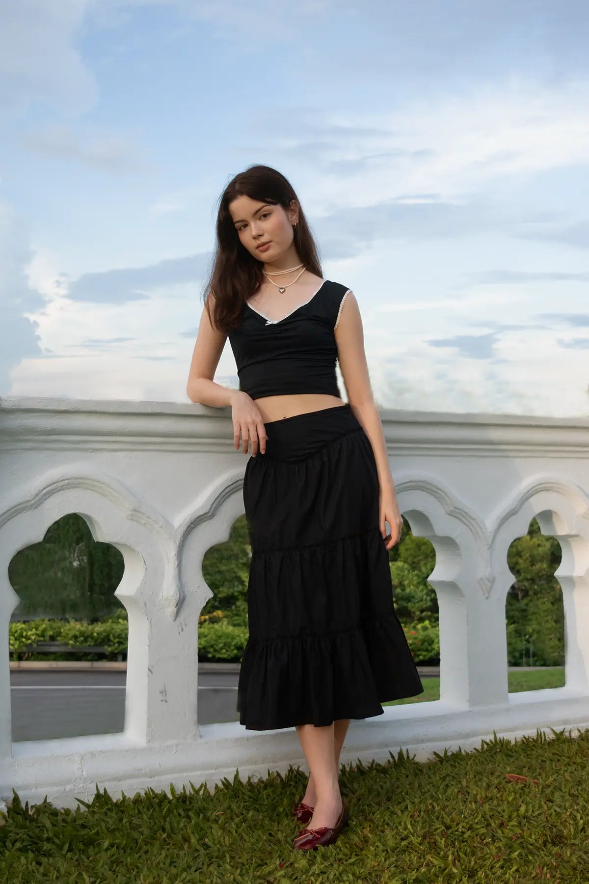 Giselle Tiered Ruffle Midi Skirt