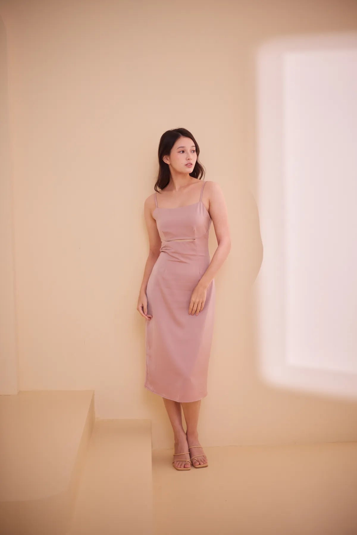 Chloe Cut Out Satin Midi Dress