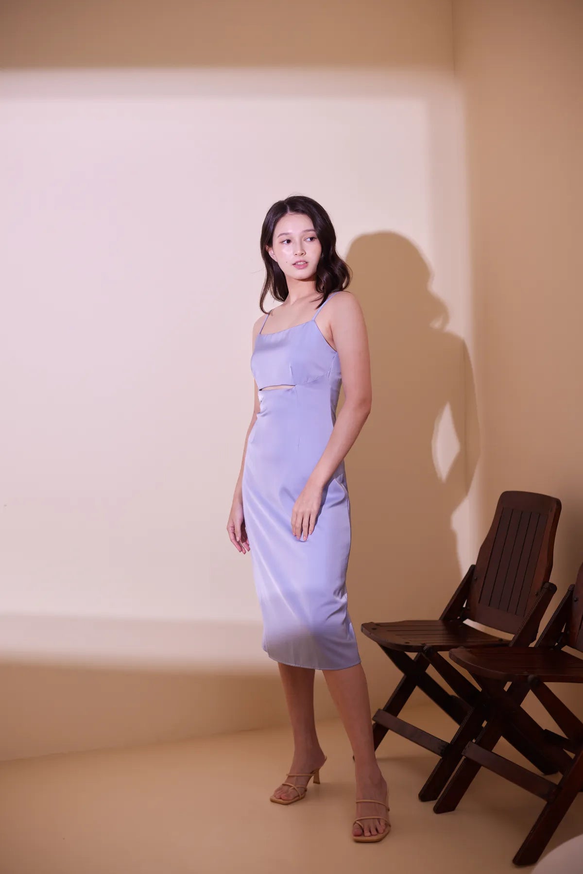 Chloe Cut Out Satin Midi Dress