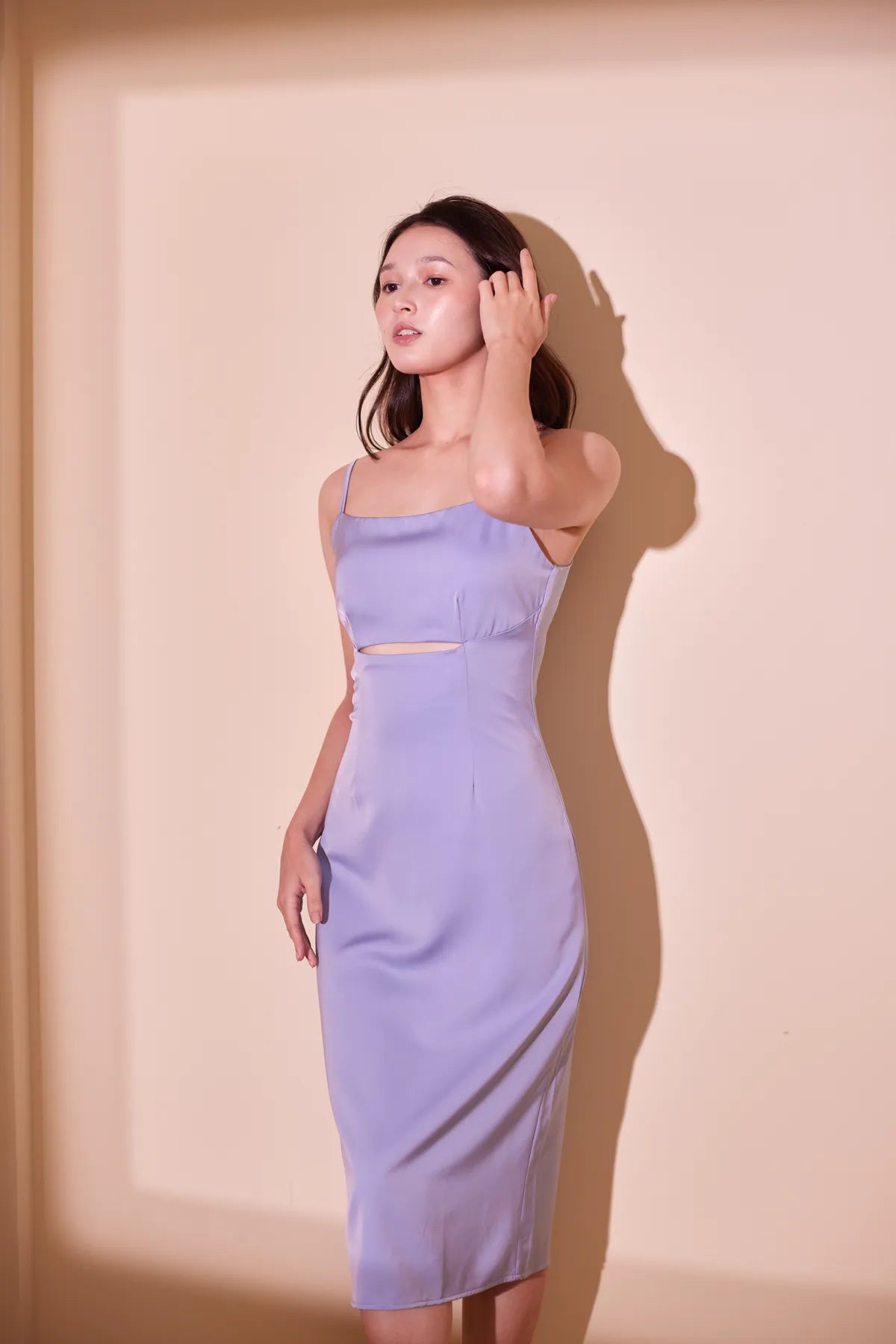 Chloe Cut Out Satin Midi Dress