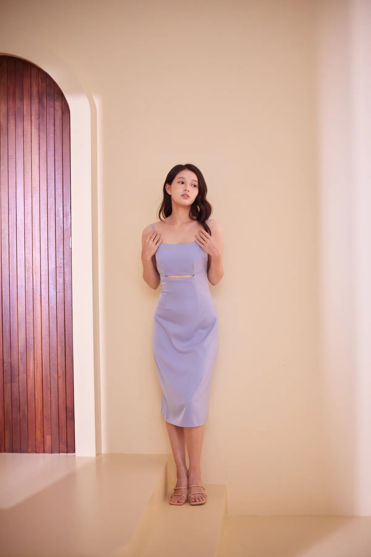 Chloe Cut Out Satin Midi Dress