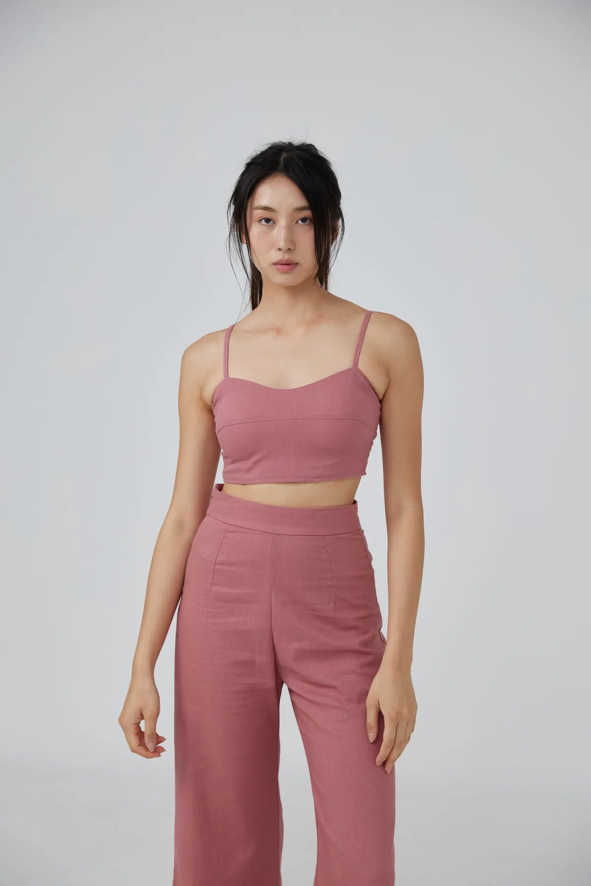 Horizon Padded Linen Crop Top