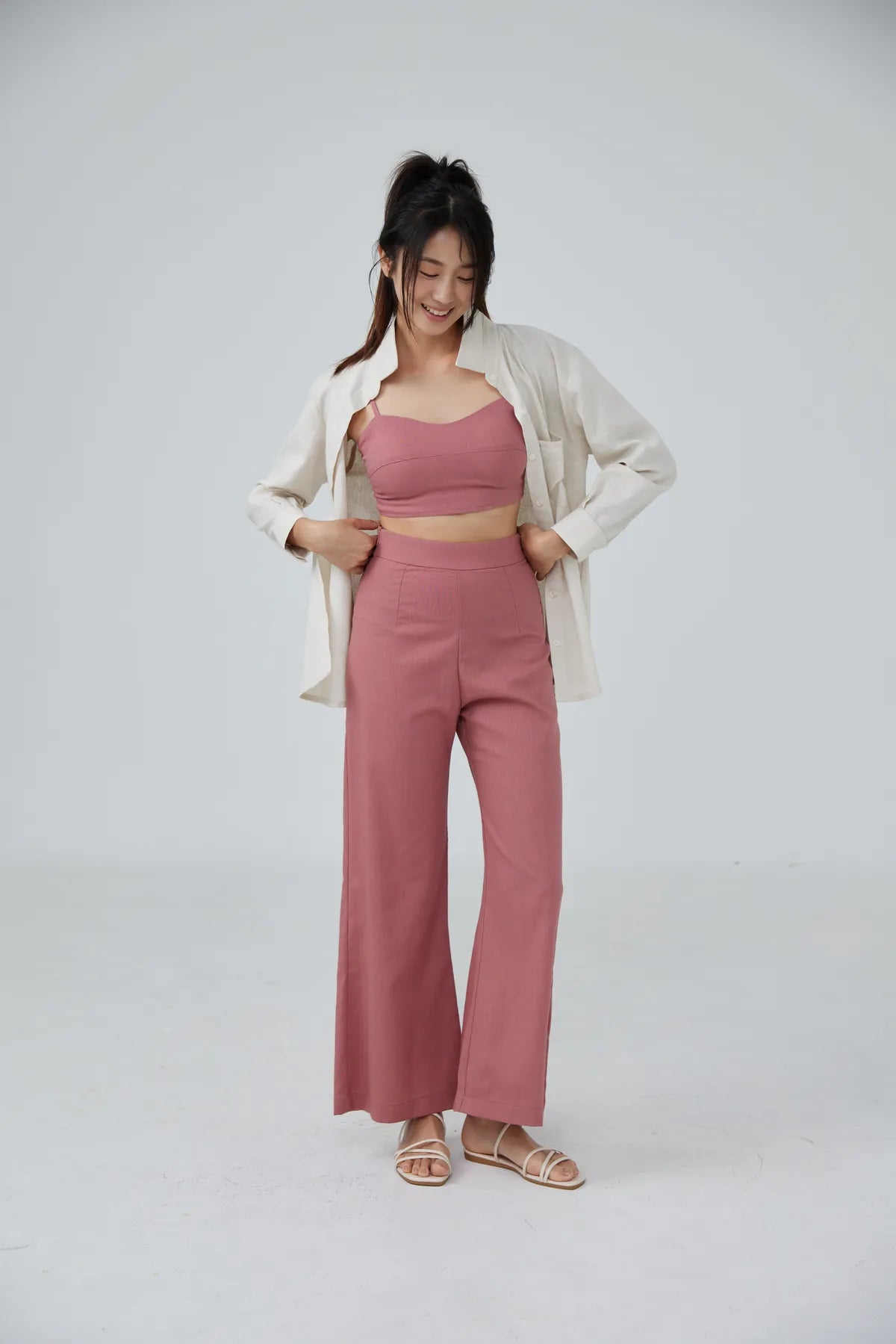 Horizon Padded Linen Crop Top