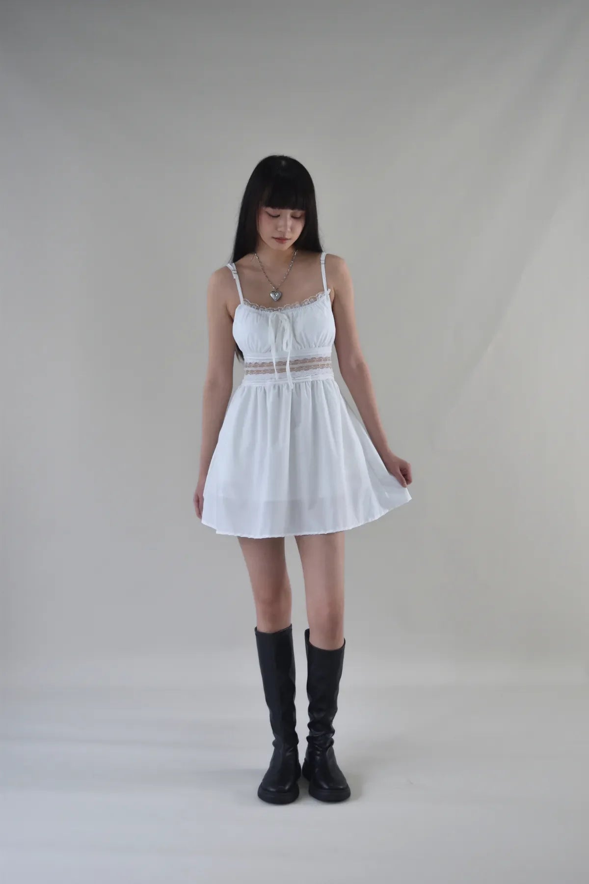 Josette Lace Panel Waist Padded Mini Dress