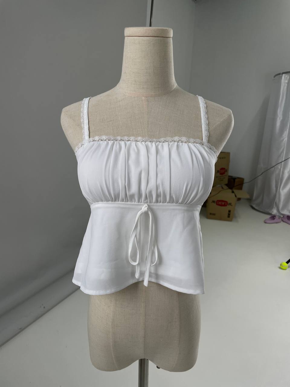 *COMING SOON* Kiara Lace Trim Ribbon Padded Babydoll Top