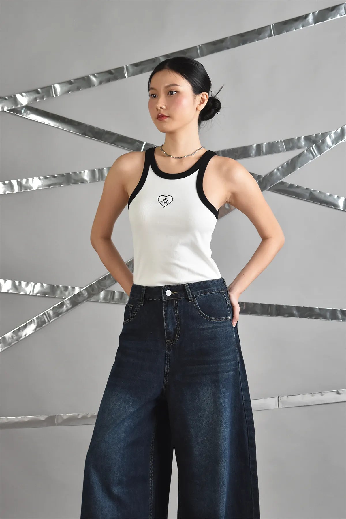 LIKKA Logo Embroidered Cotton Jersey Tank